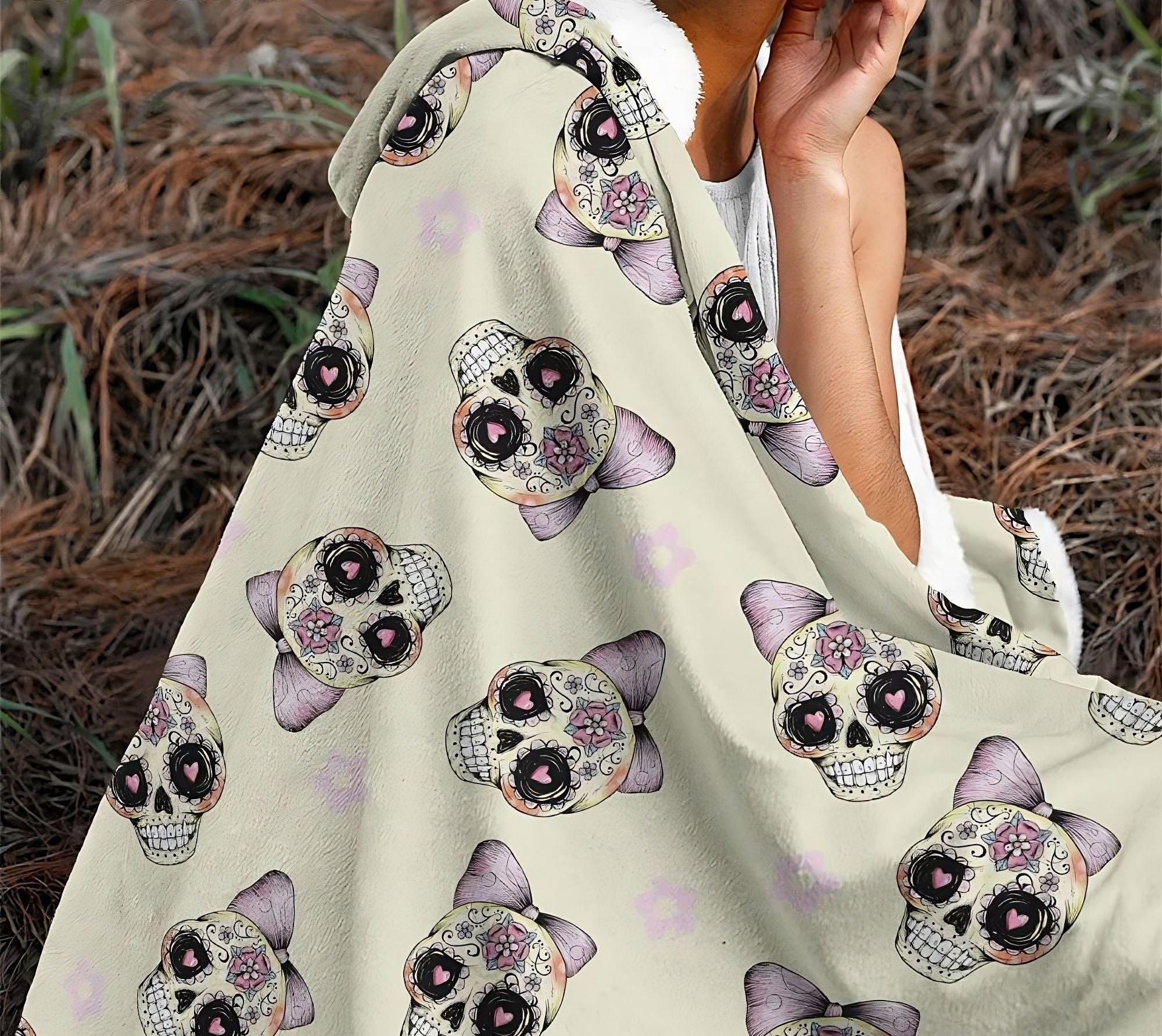 sugar-skull-cute-sherpa-blanket-hoodie-wearable-blanket-hoodie