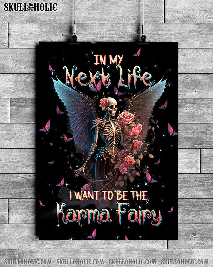 Karma Fairy Skull Skeleton Rose Poster