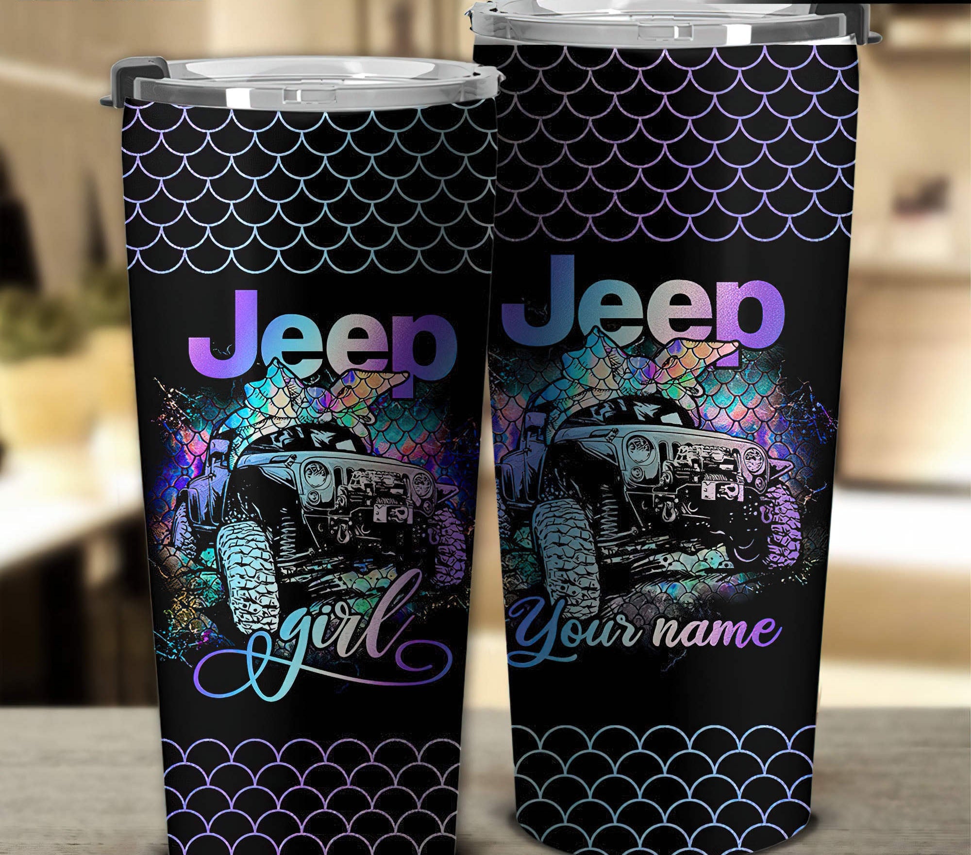 personalized-jeep-girl-mermaid-tumbler