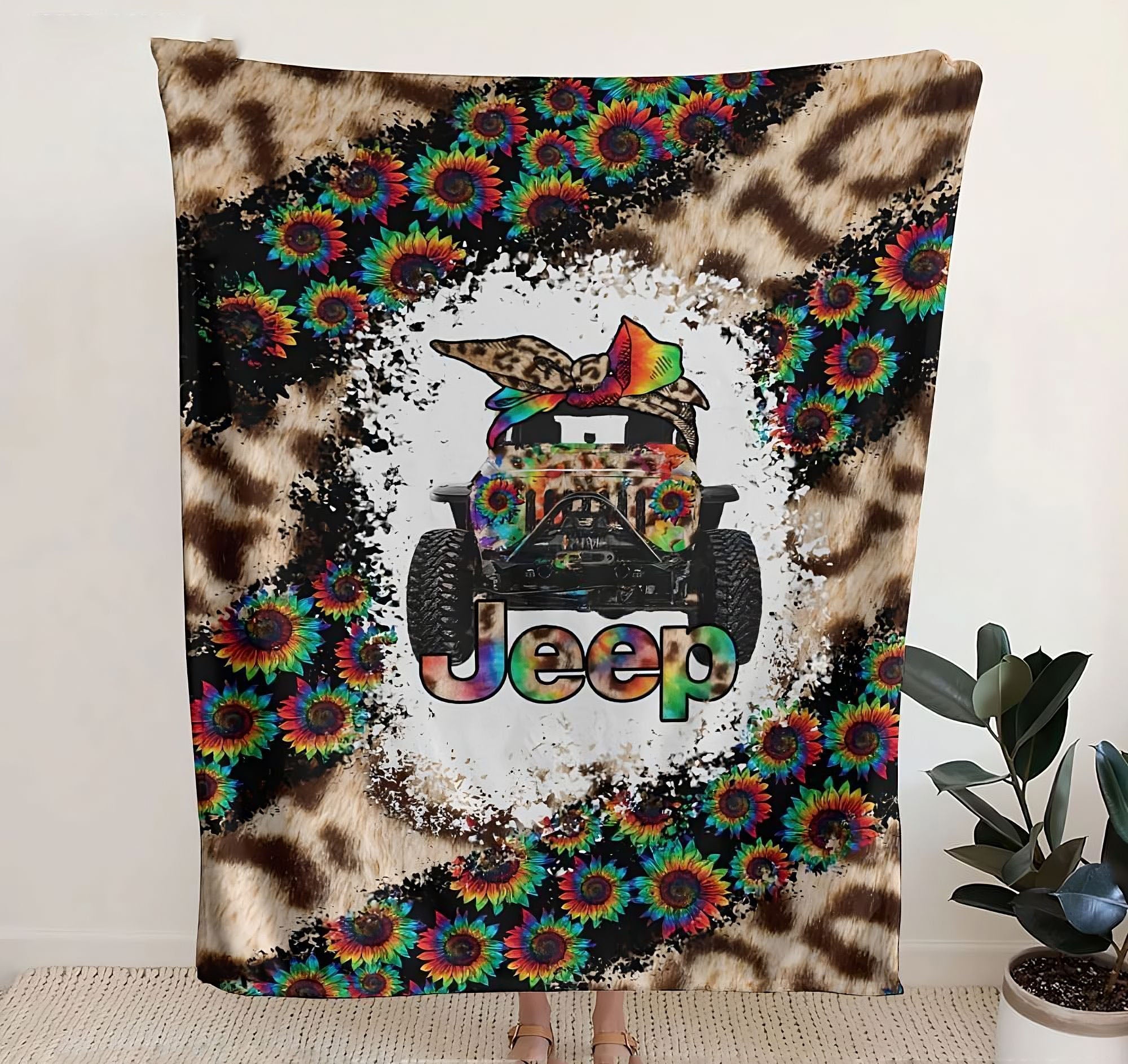 jeep-sunflower-leopard-blanket-bedding-set