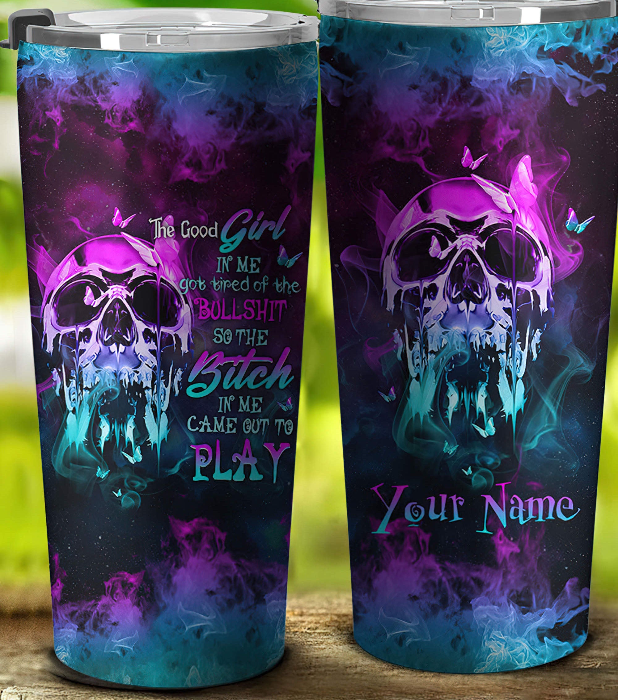 personalized-the-good-girl-in-me-got-tired-skull-1-tumbler