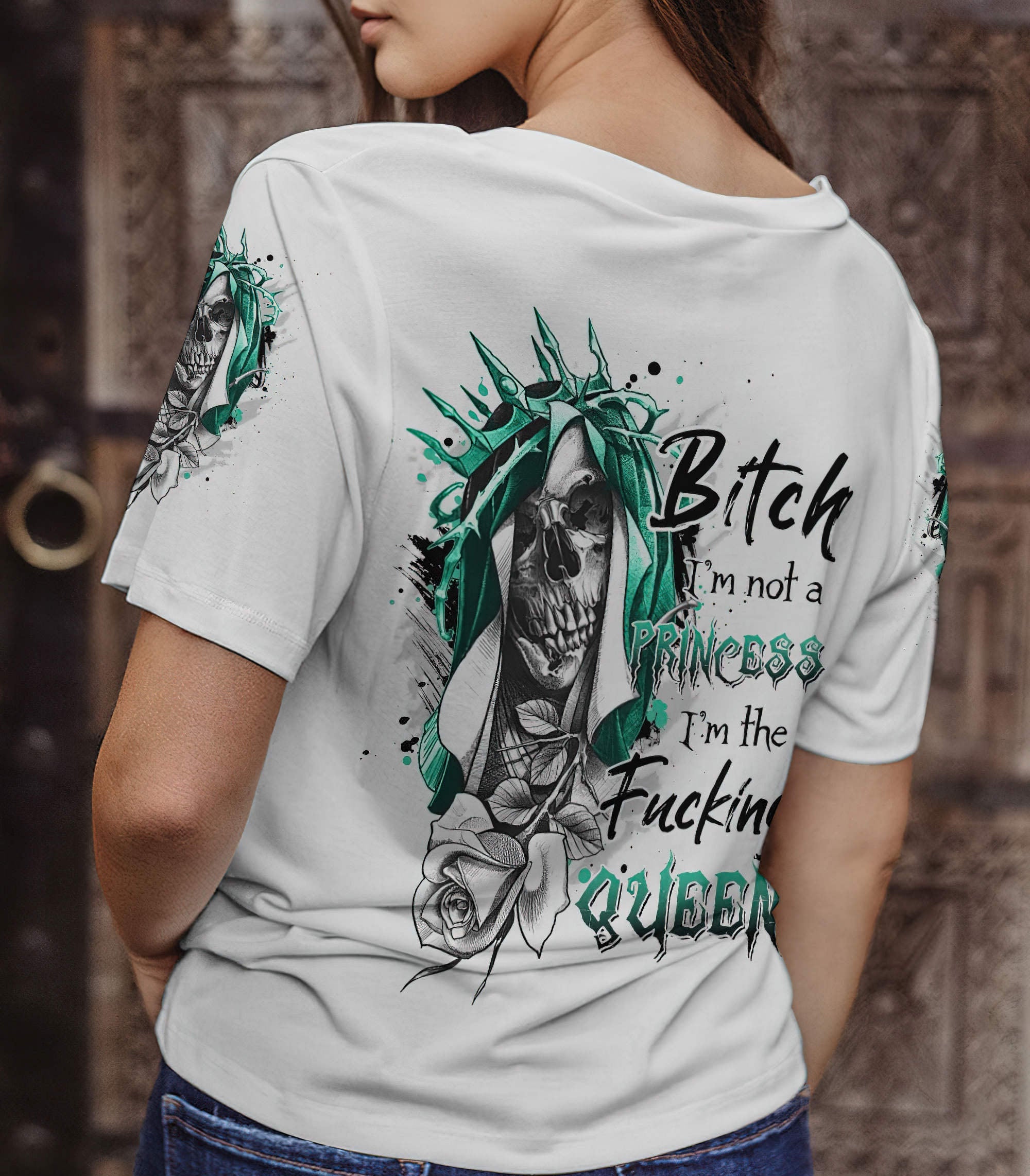 im-the-fking-queen-sketch-skull-all-over-print-women-v-neck-t-shirt