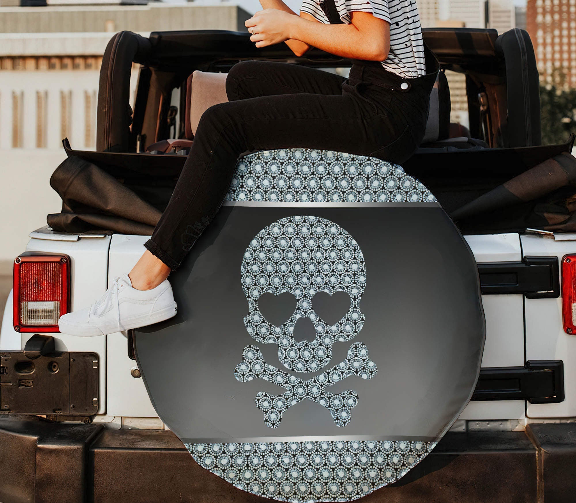 Skull Diamond Automotive Spare Tire Cover