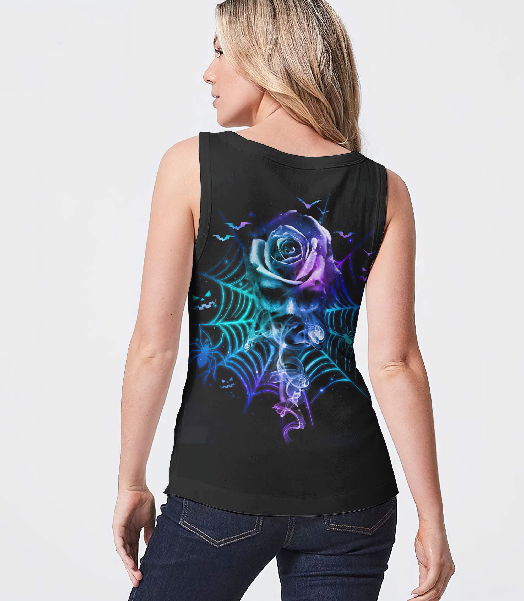 smoke-rose-skull-halloween-all-over-print-tank-top