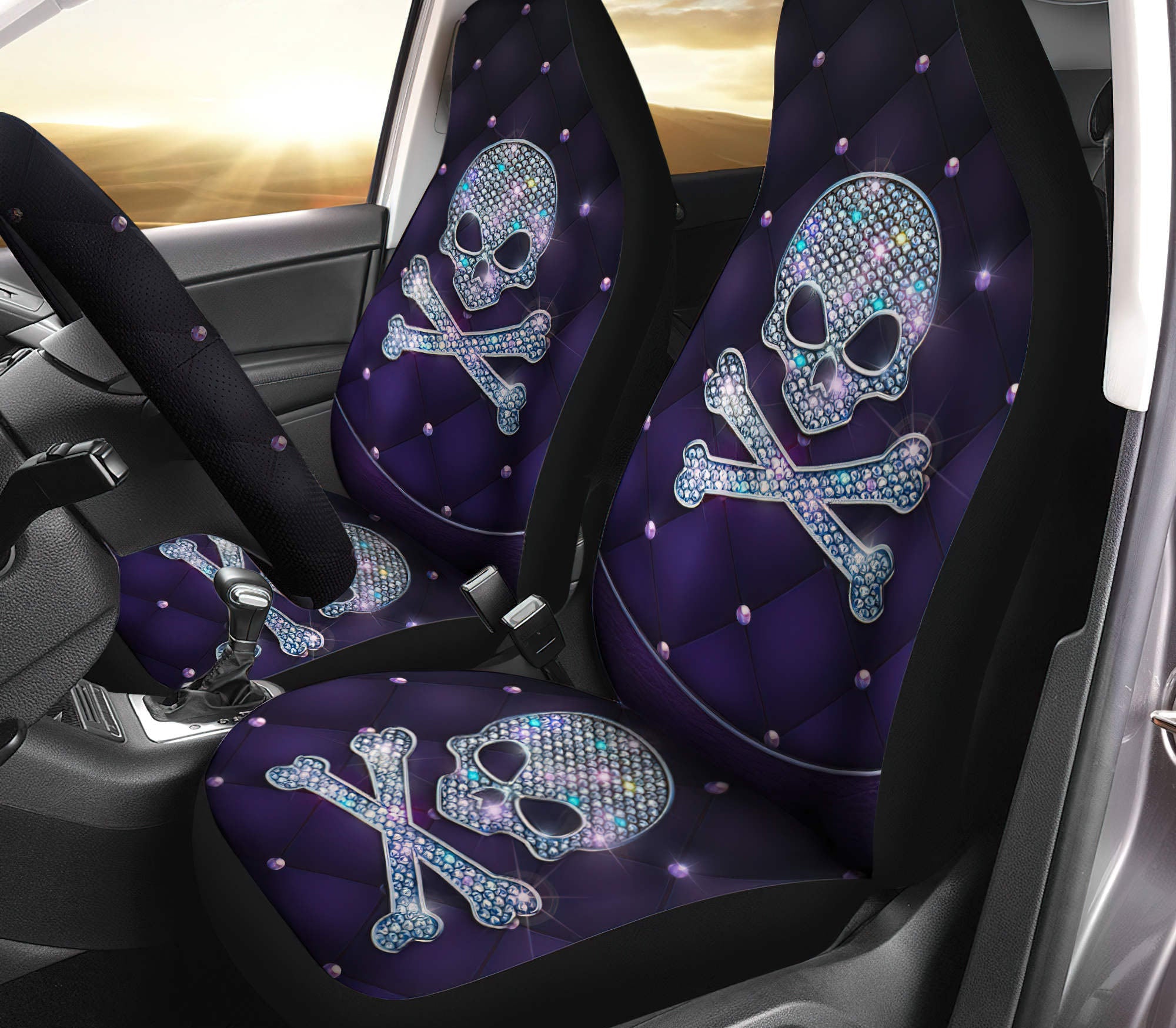 Skull Bone Diamond Automotive Car Seat Cover