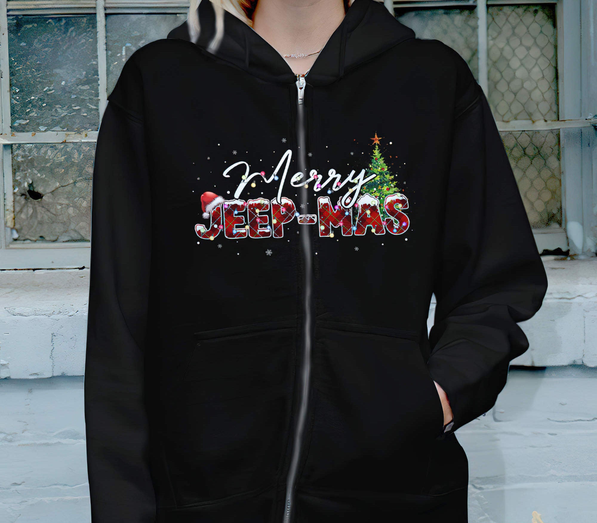 merry-jeep-mas-text-lights-1-sided-hoodie