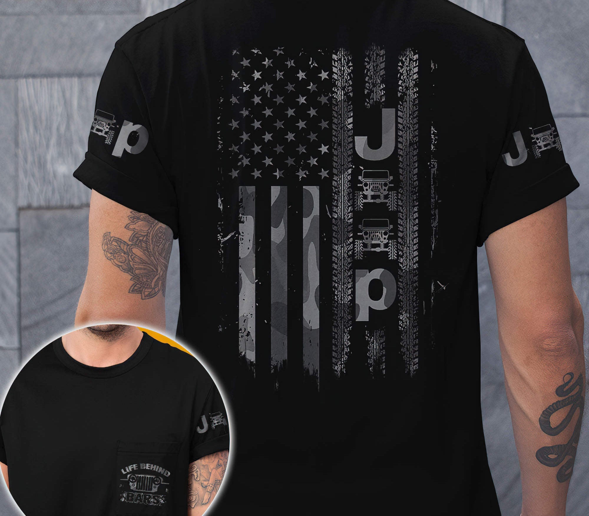 jeep-life-behind-bars-bw-t-shirt