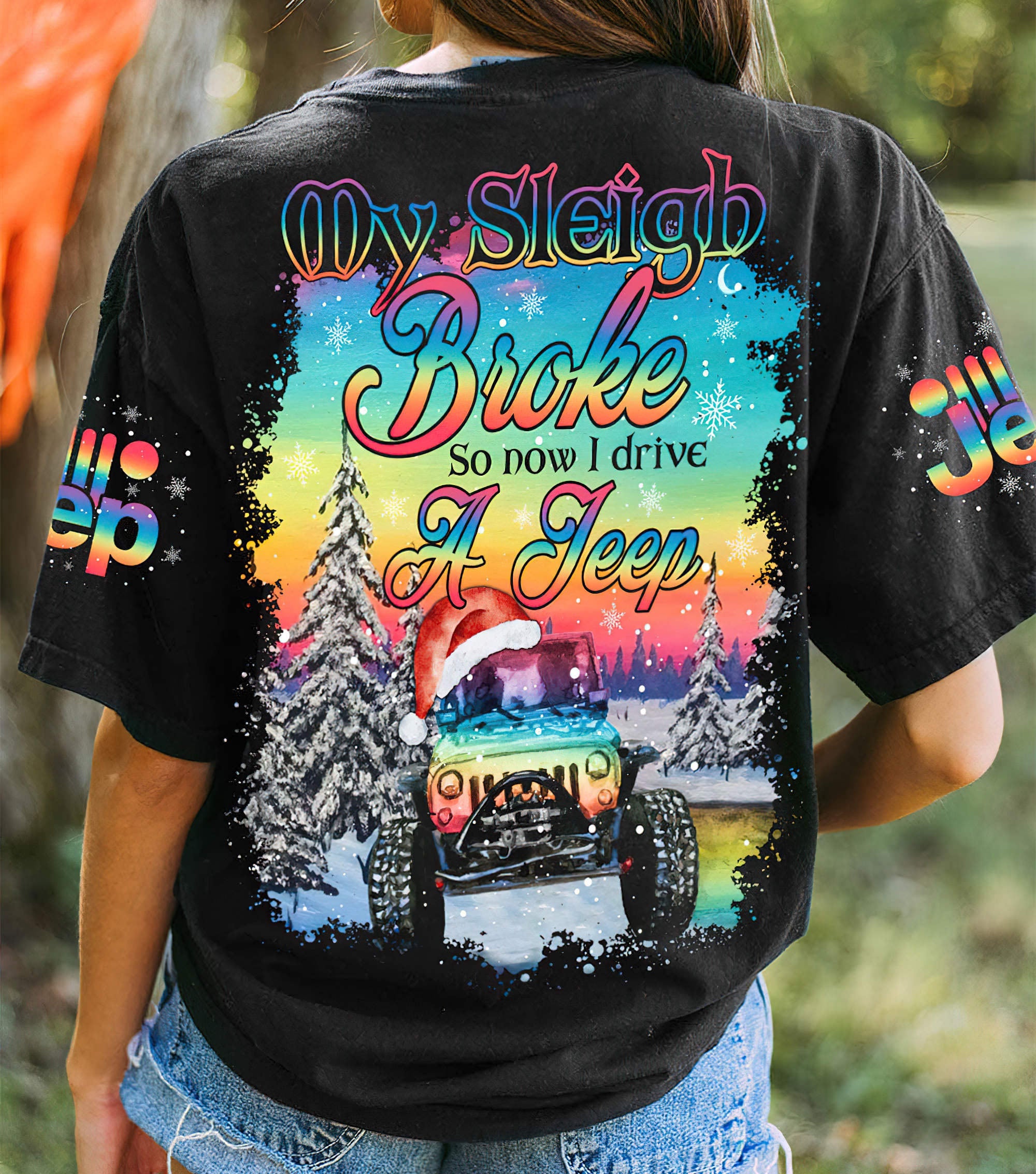 my-sleigh-broke-jeep-winter-t-shirt