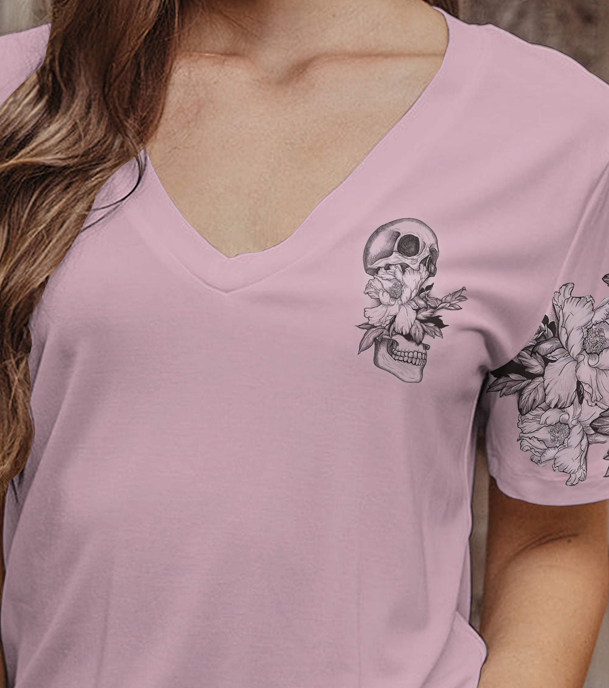 the-good-girl-in-me-got-tired-skull-all-over-print-women-v-neck-t-shirt