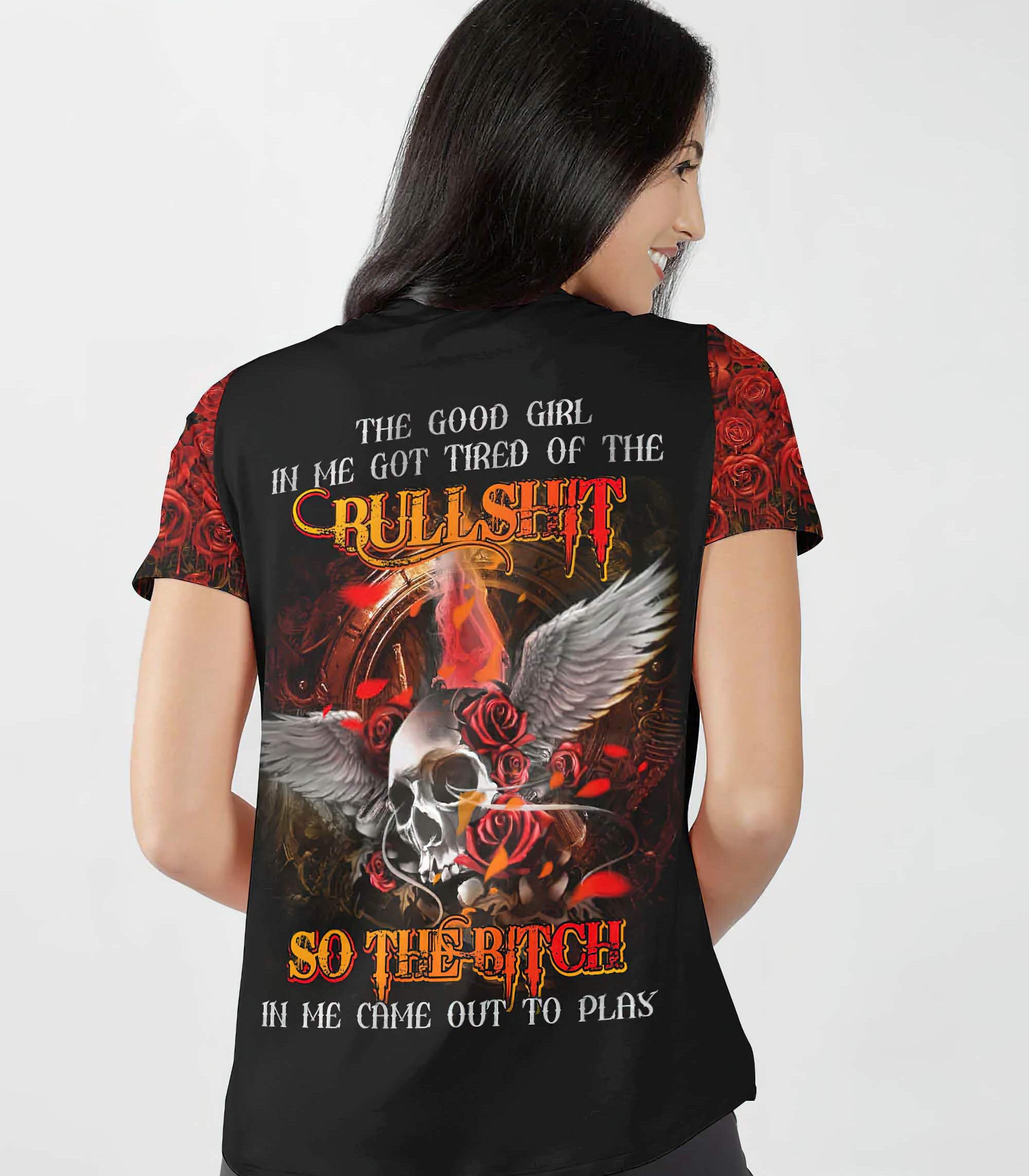 the-good-girl-in-me-skull-wings-all-over-print-women-v-neck-t-shirt