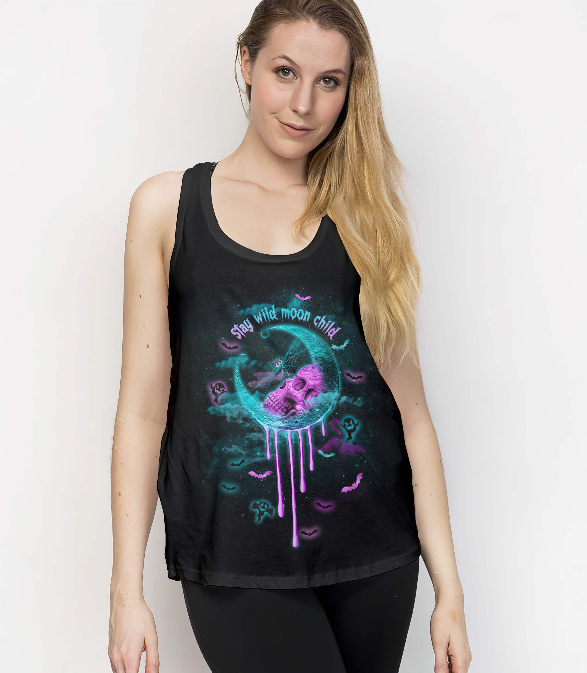 skull-melting-moon-halloween-all-over-print-tank-top