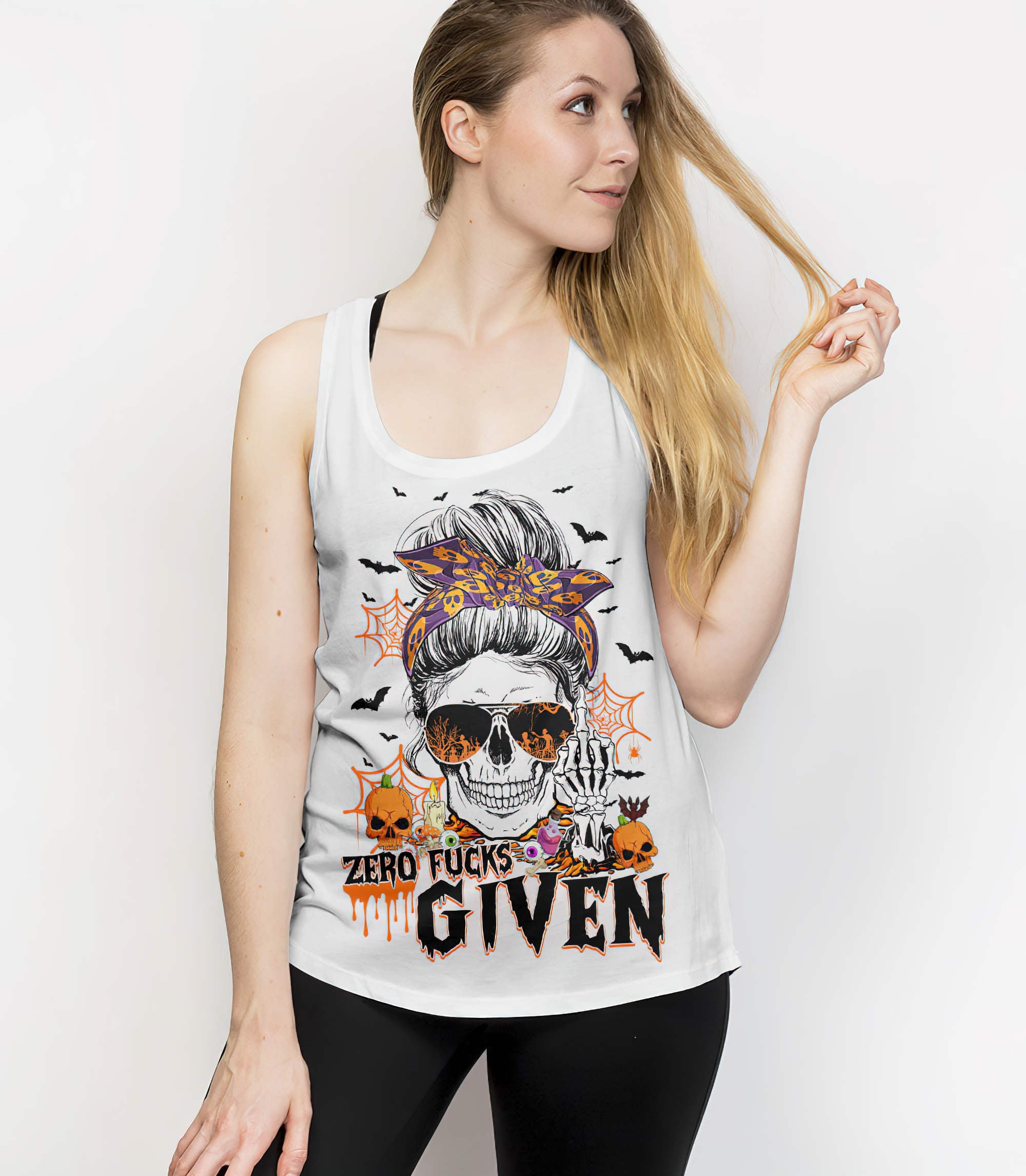 zero-fks-given-skull-halloween-2d-tank-top