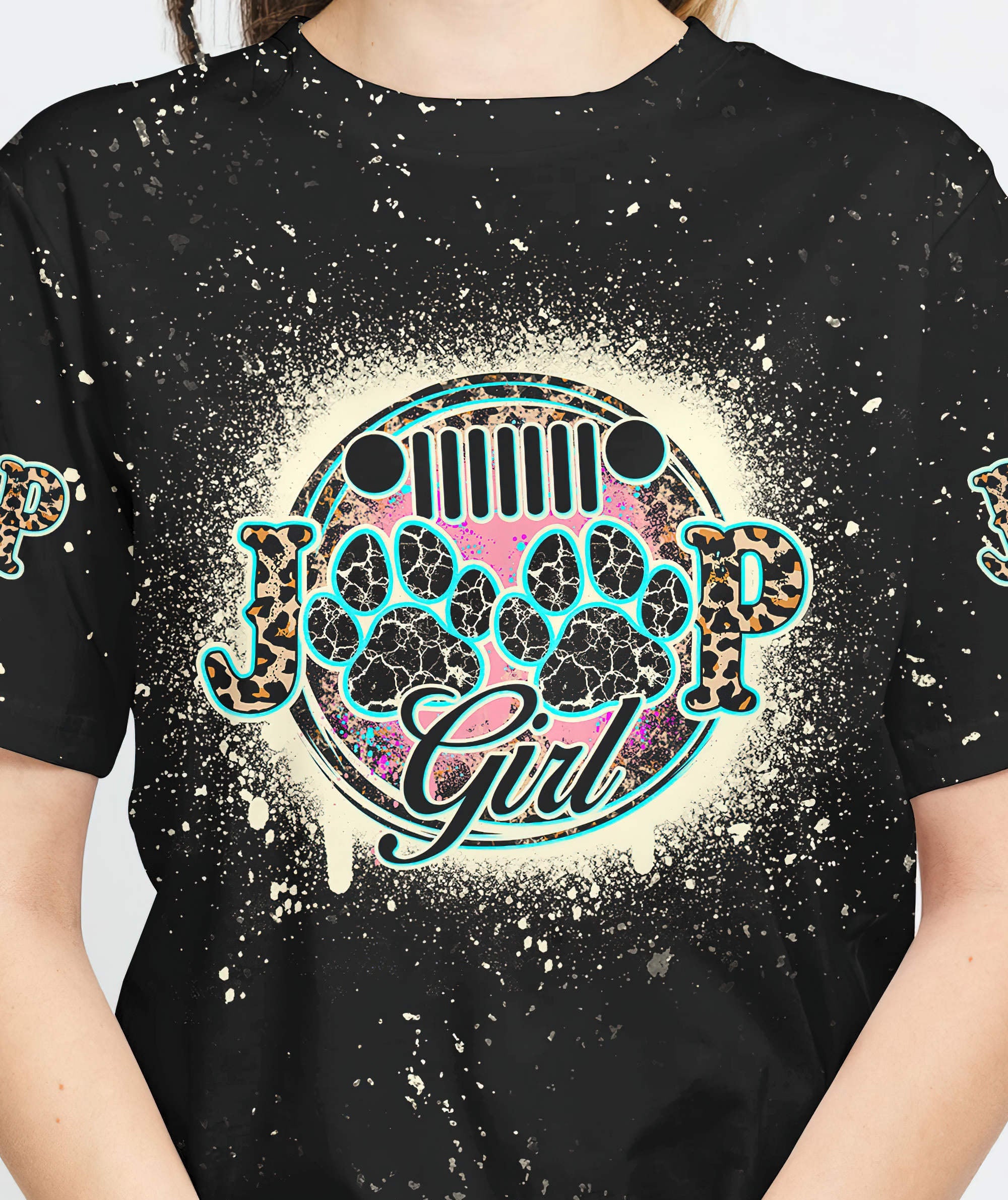 jeep-girl-dog-leopard-bleached-t-shirt