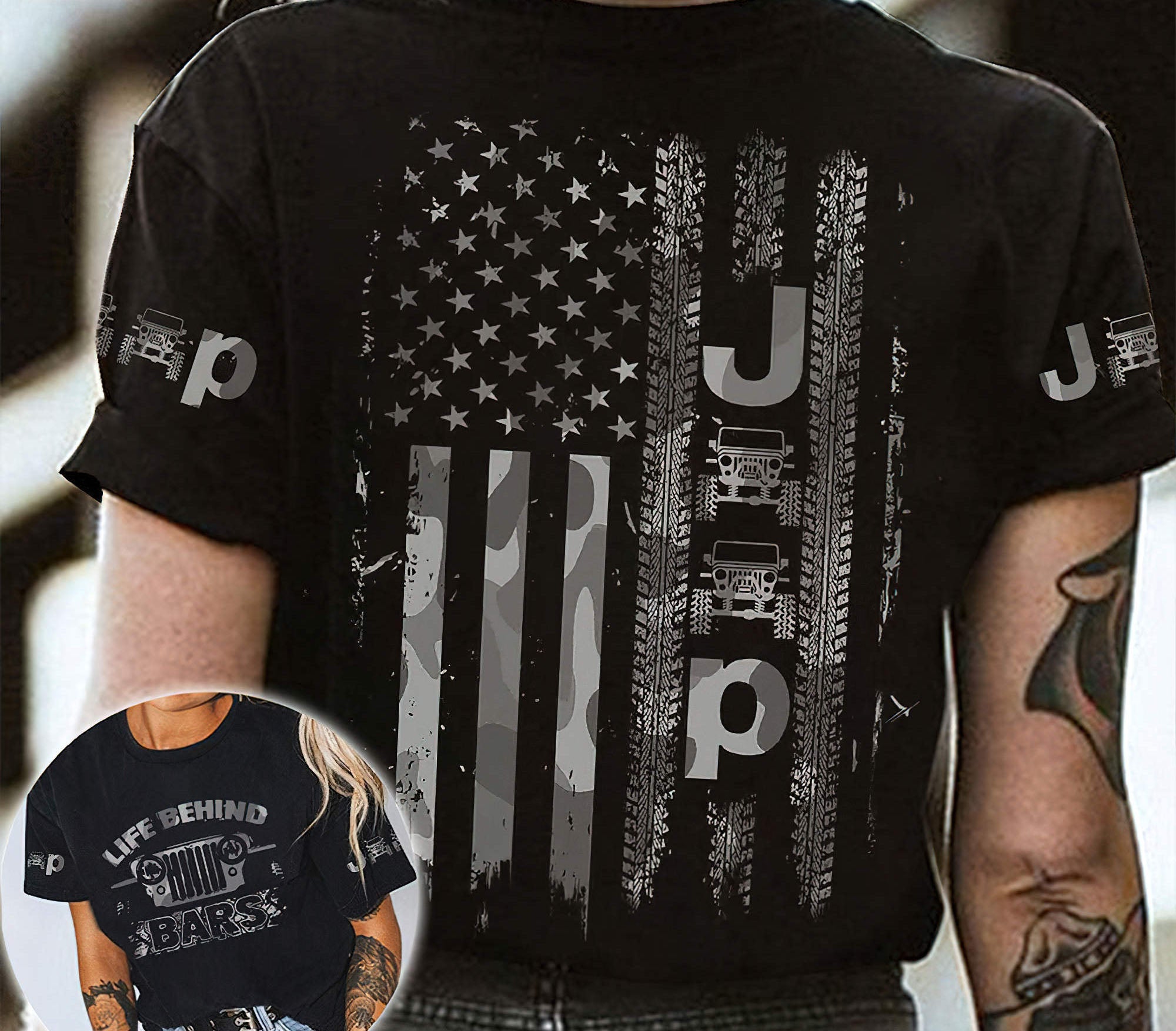 jeep-life-behind-bars-bw-t-shirt