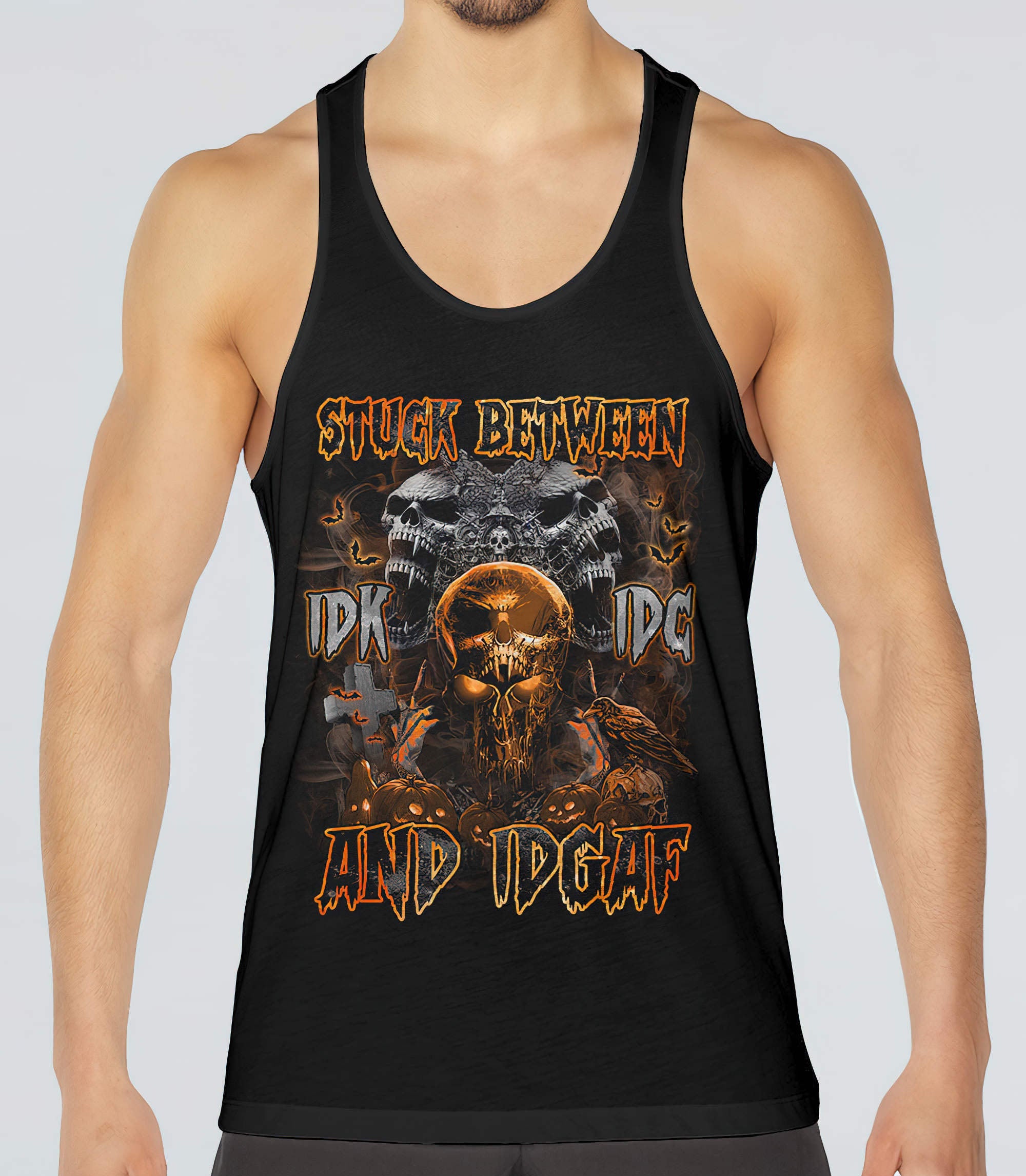 stuck-between-evil-skull-halloween-all-over-print-tank-top