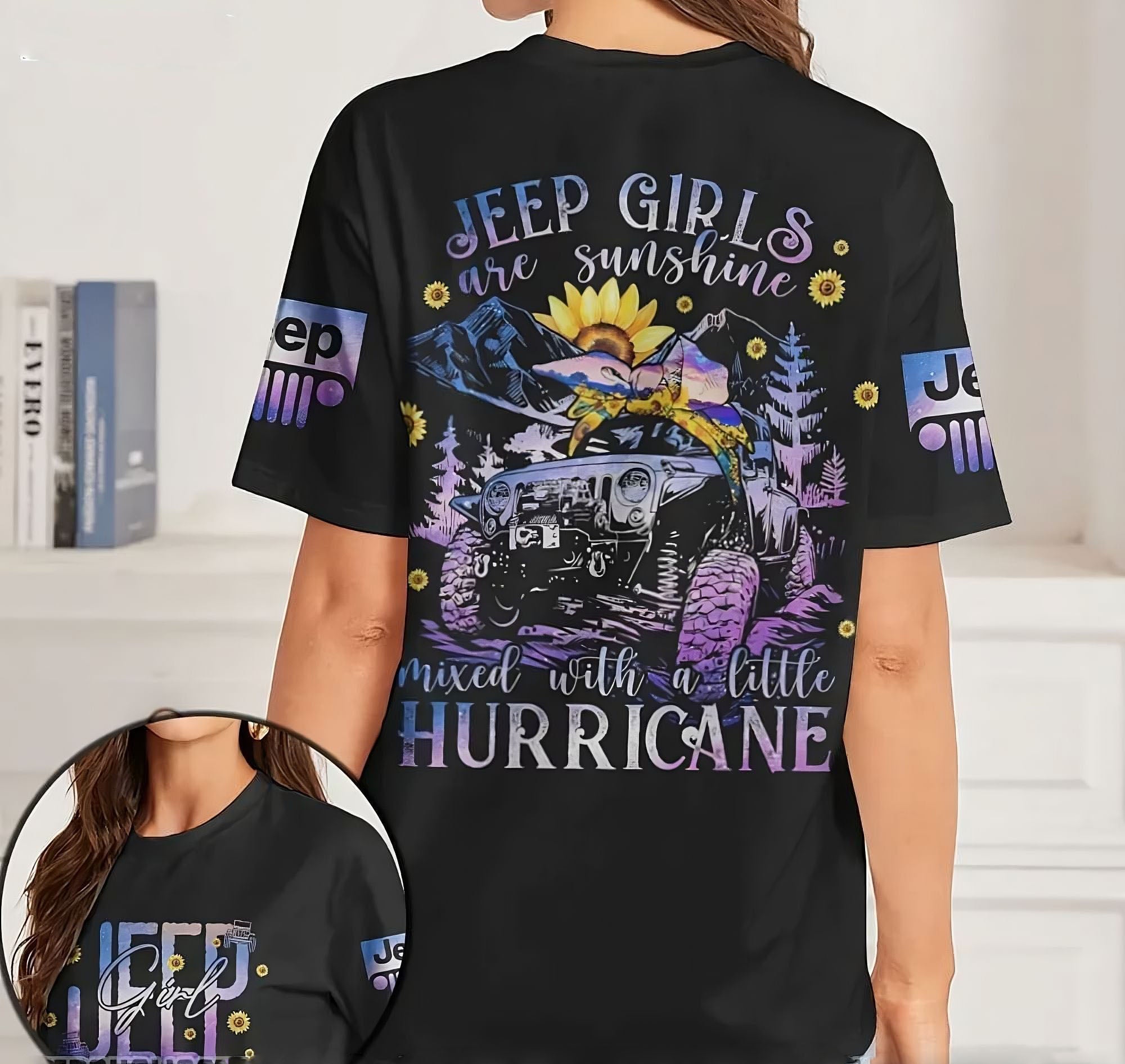 jeep-girls-are-sunshine-sunflower-purple-all-over-print-t-shirt