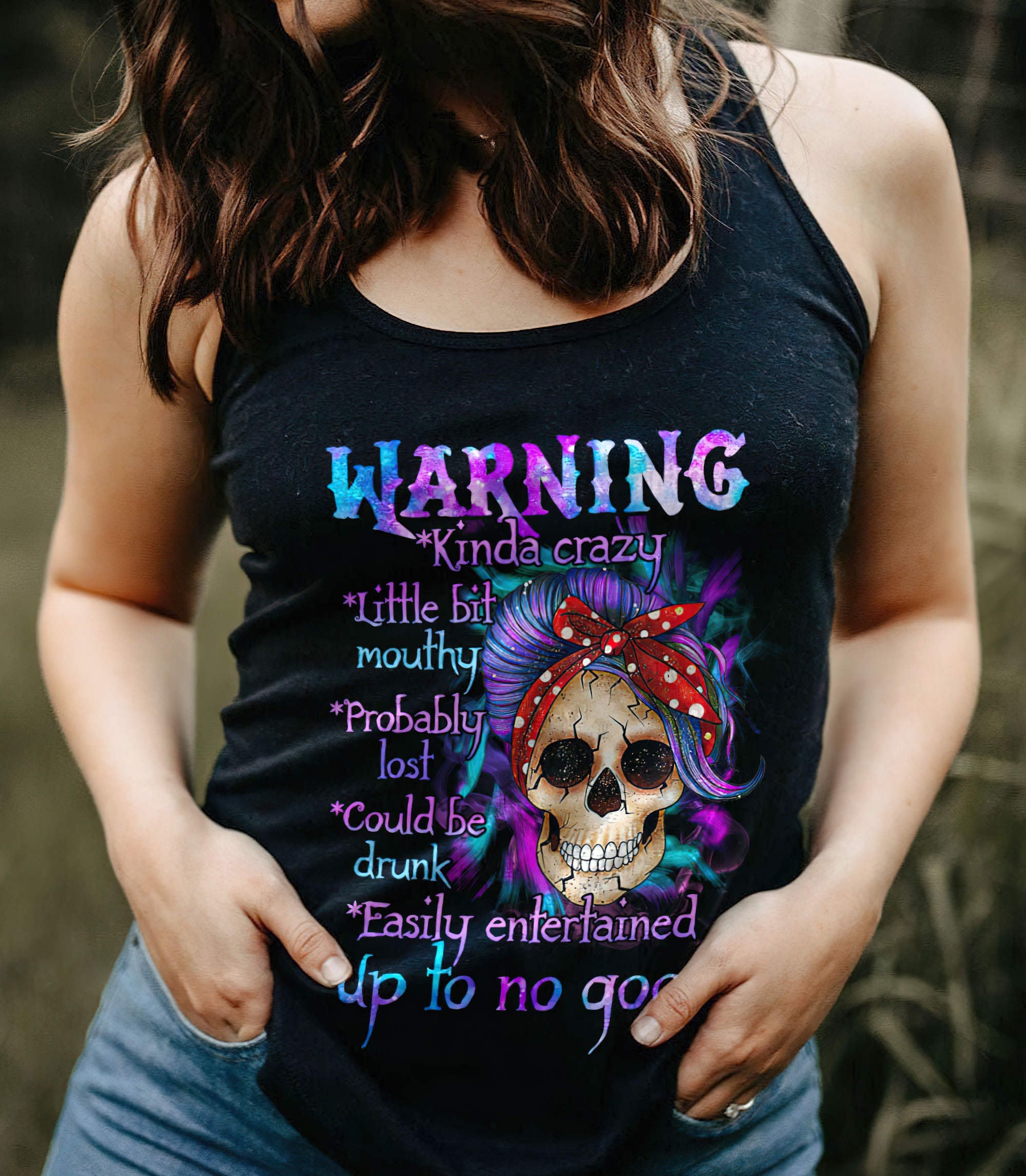 warning-kinda-crazy-messy-bun-skull-all-over-print-tank-top