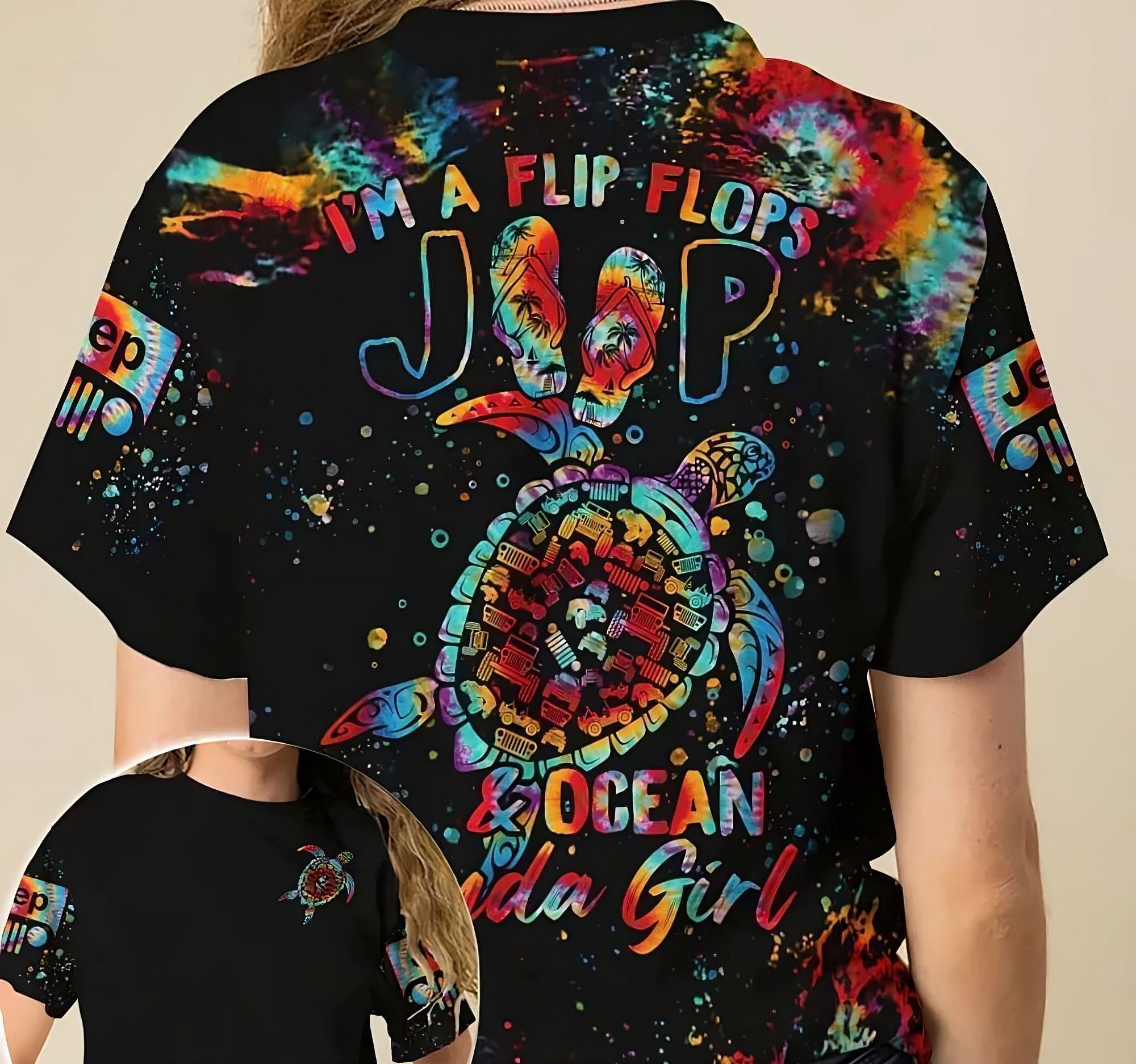 im-a-flip-flops-jeep-and-ocean-kinda-girl-turtle-all-over-print-t-shirt