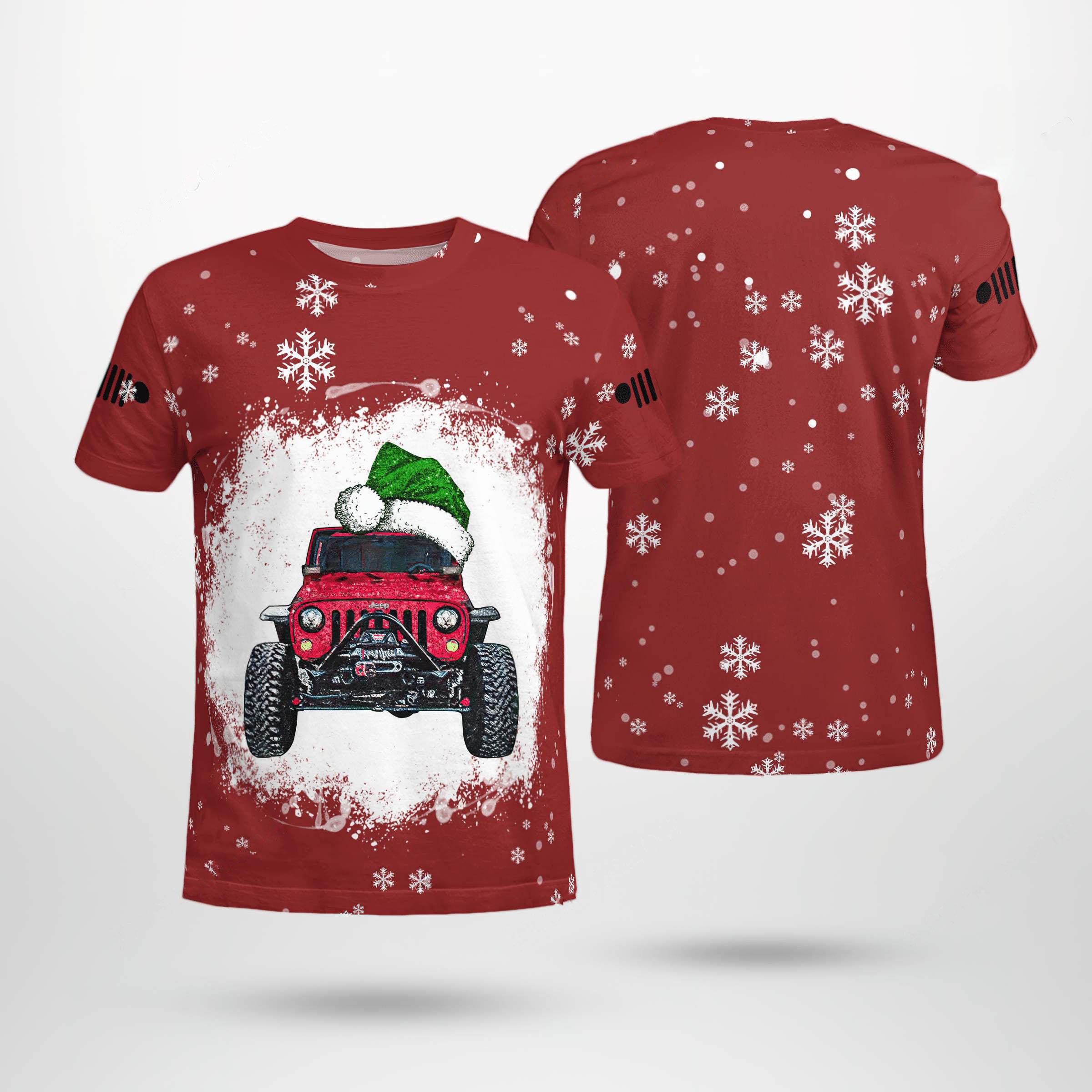 red-jeep-christmas-t-shirt