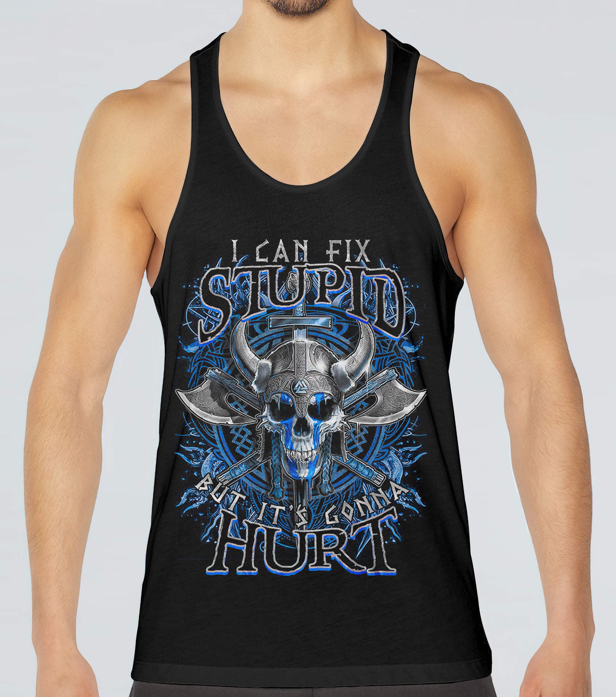 i-can-fix-stupid-viking-skull-all-over-print-tank-top