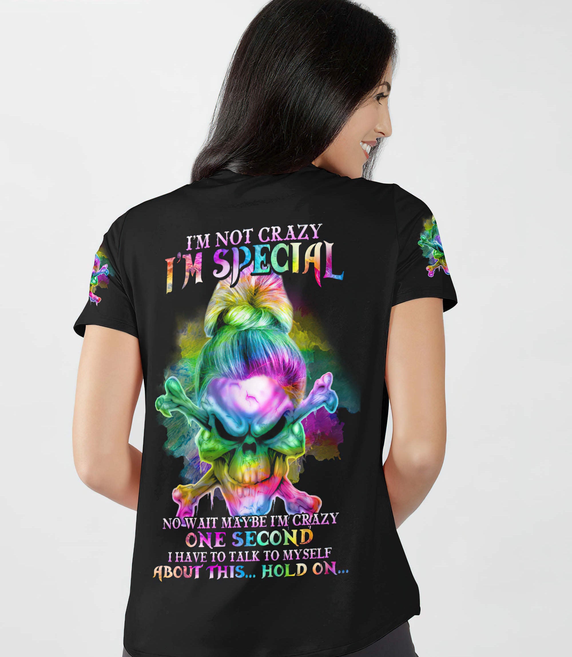 im-not-crazy-im-special-skull-all-over-print-women-v-neck-t-shirt