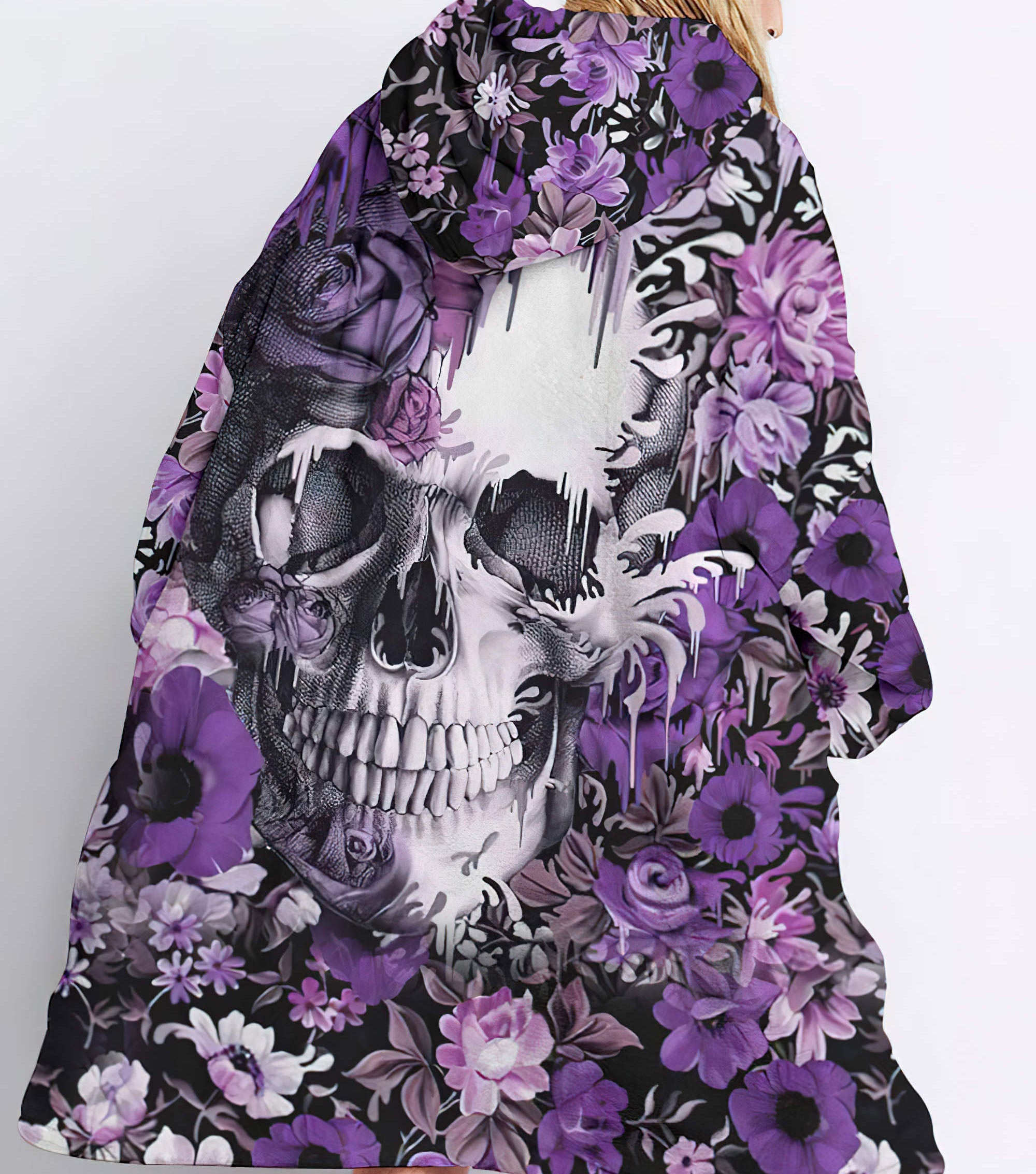 skull-flower-sherpa-blanket-hoodie-wearable-blanket-hoodie