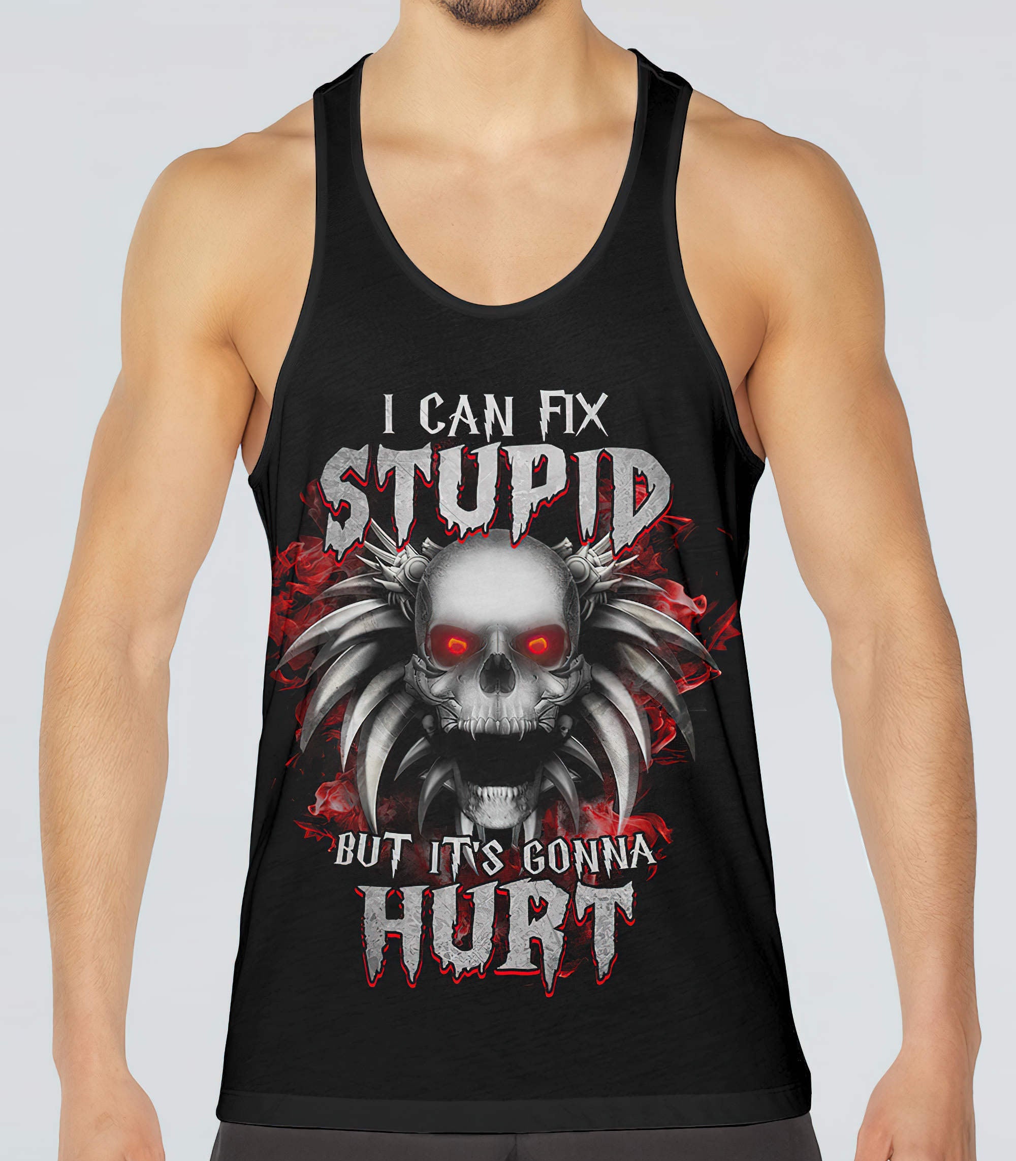 i-can-fix-stupid-red-eyes-skull-all-over-print-tank-top