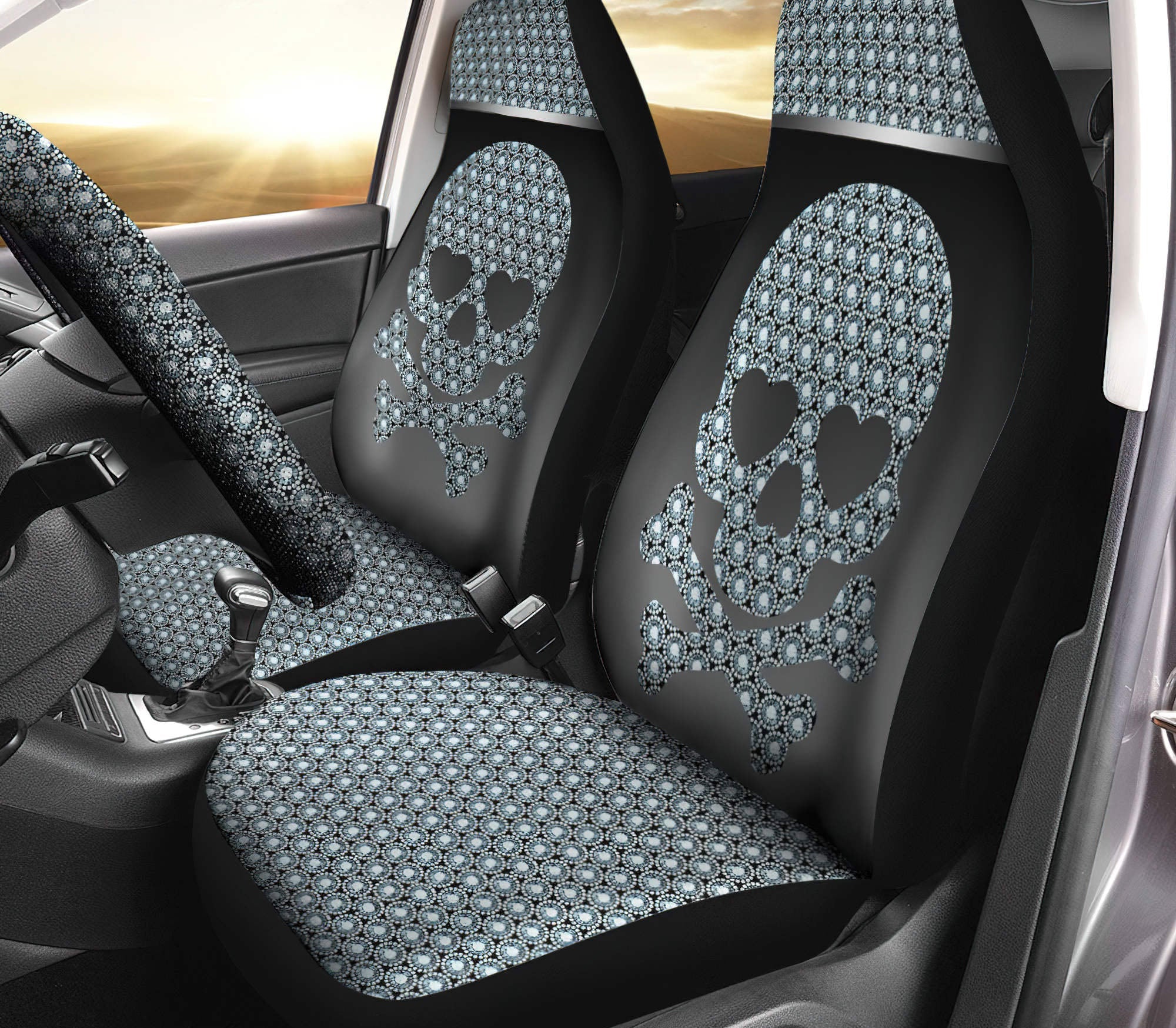 Skull Diamond Automotive Car Seat Cover