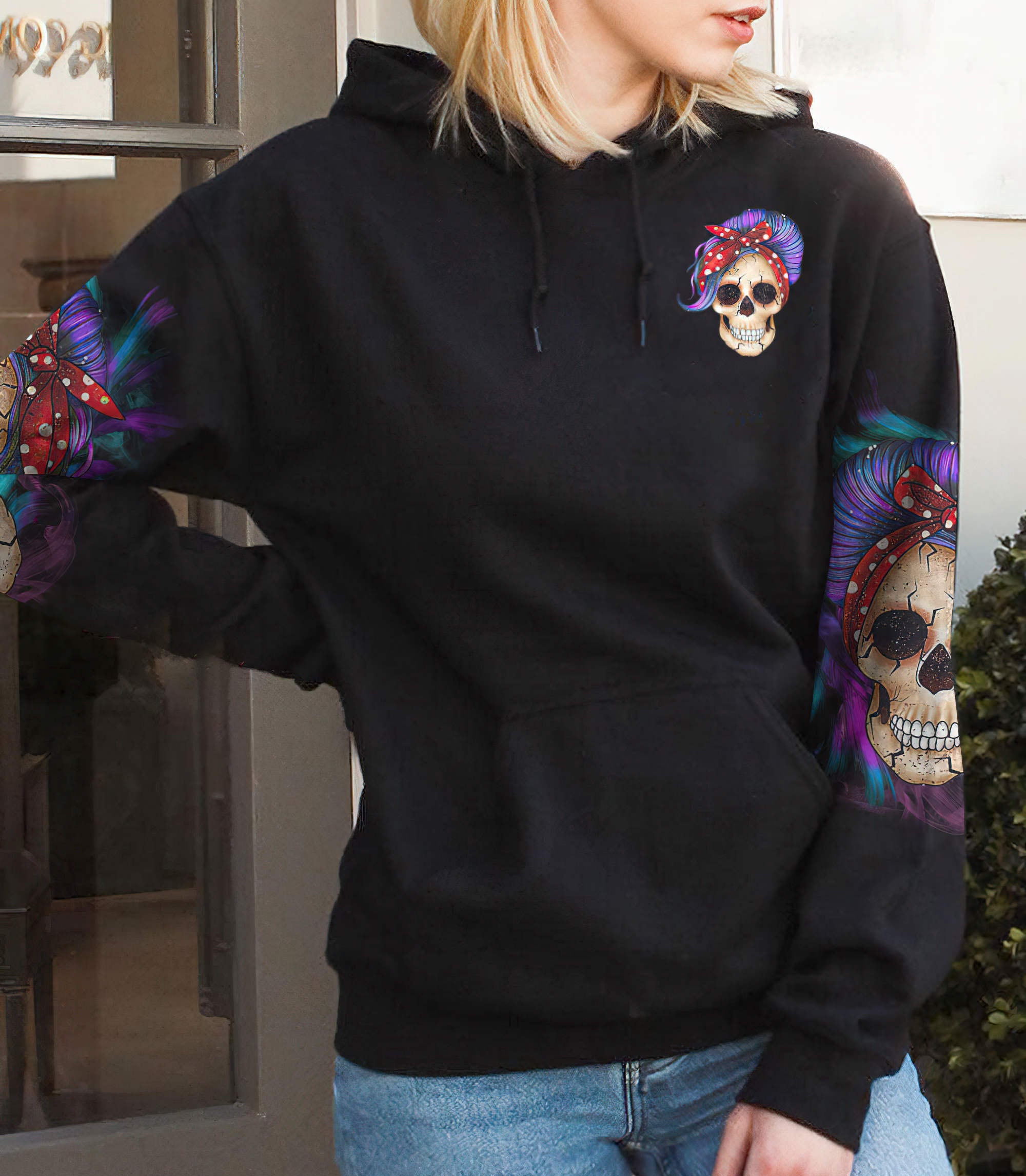 warning-kinda-crazy-messy-bun-skull-all-over-print-hoodie