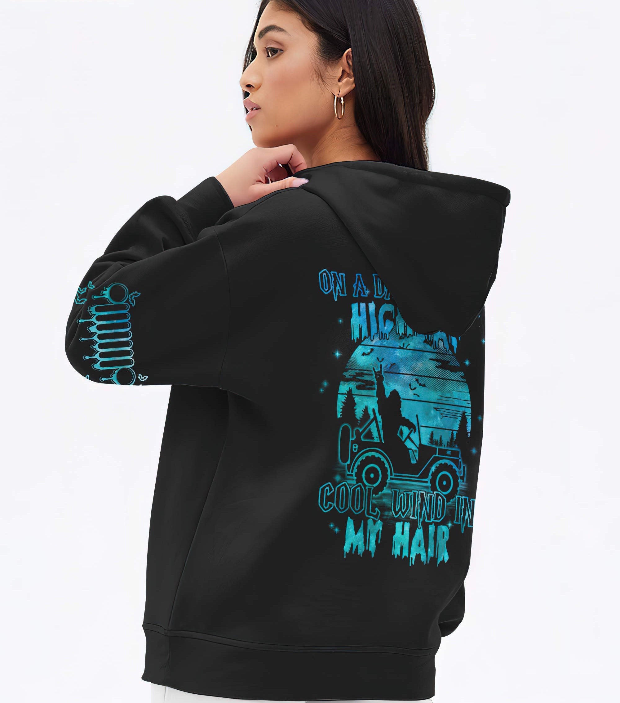 on-a-dark-desert-highway-jeep-big-foot-halloween-hoodie