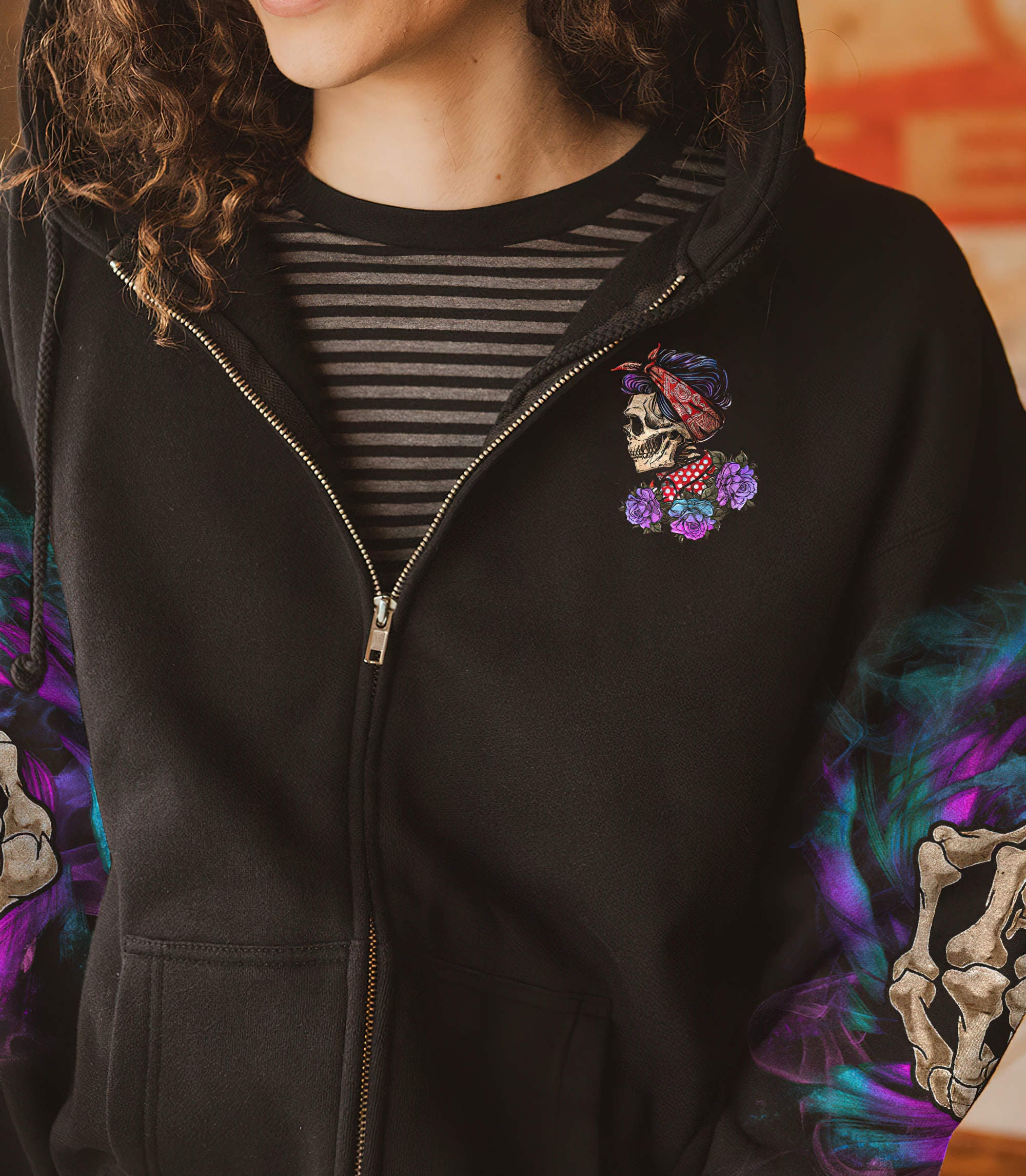 the-good-girl-skull-rose-messy-bun-all-over-print-hoodie