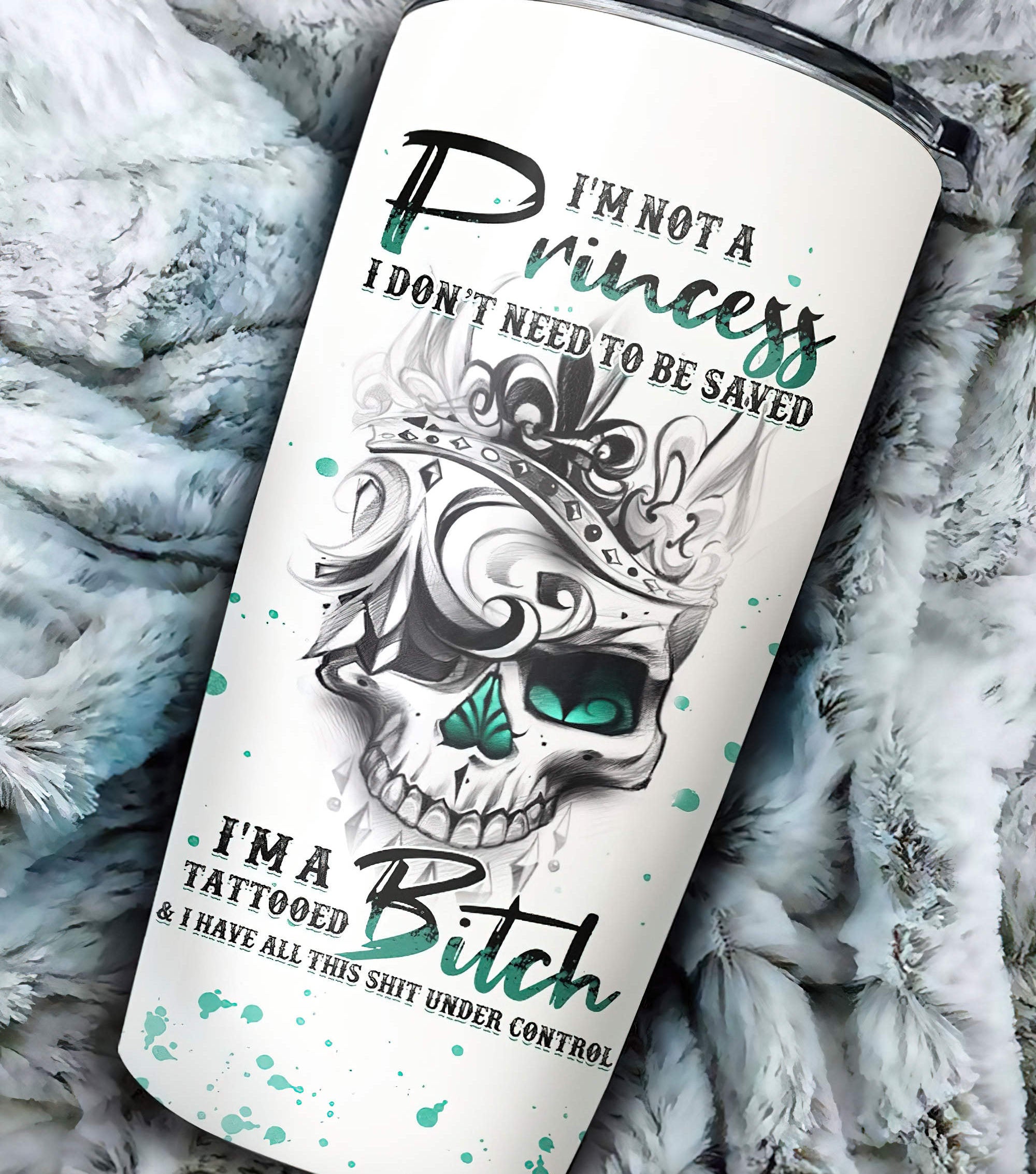 personalized-im-not-a-princess-skull-tattooed-queen-tumbler