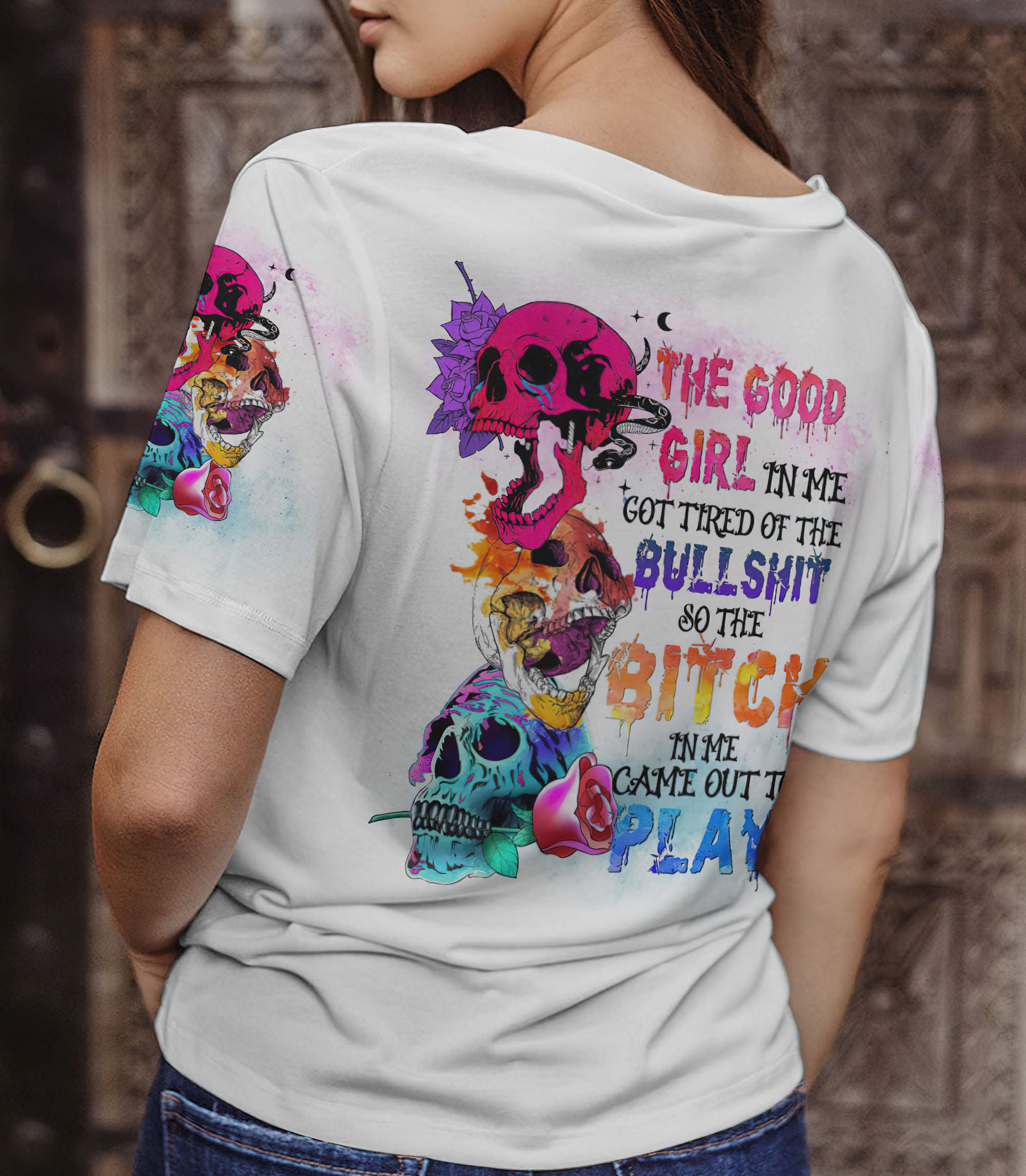 the-good-girl-in-me-mad-skull-flower-all-over-print-women-v-neck-t-shirt