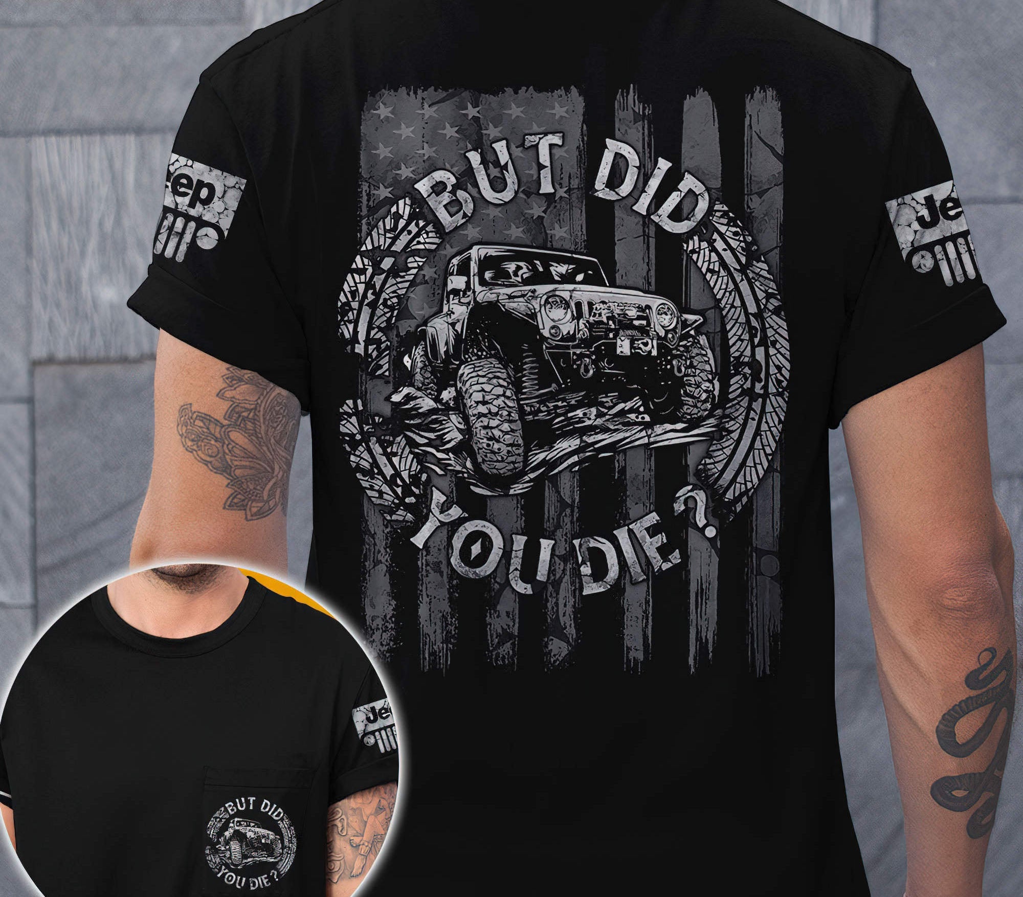 but-did-you-die-circle-jeep-bw-t-shirt