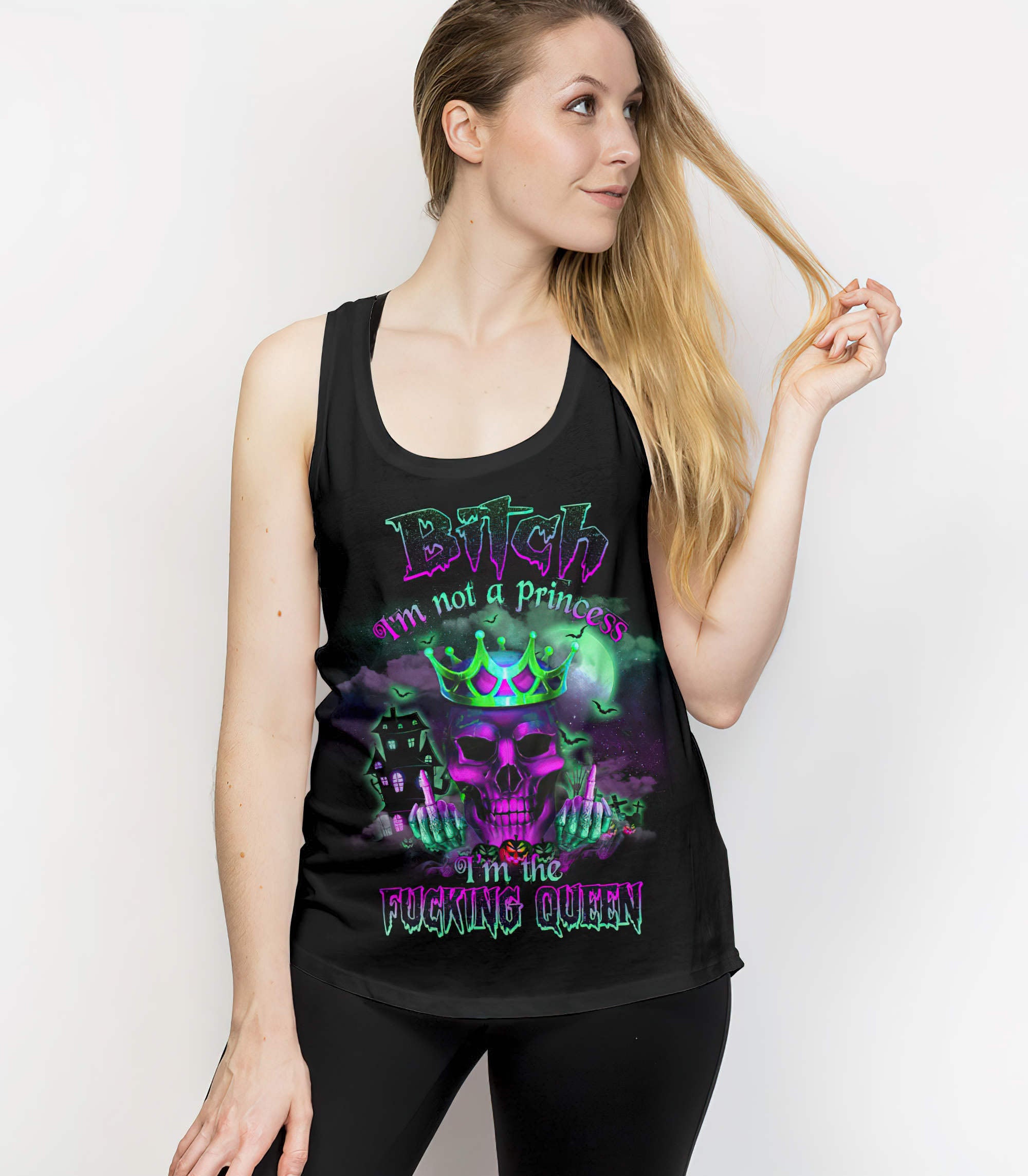 im-the-fking-queen-halloween-skull-all-over-print-tank-top