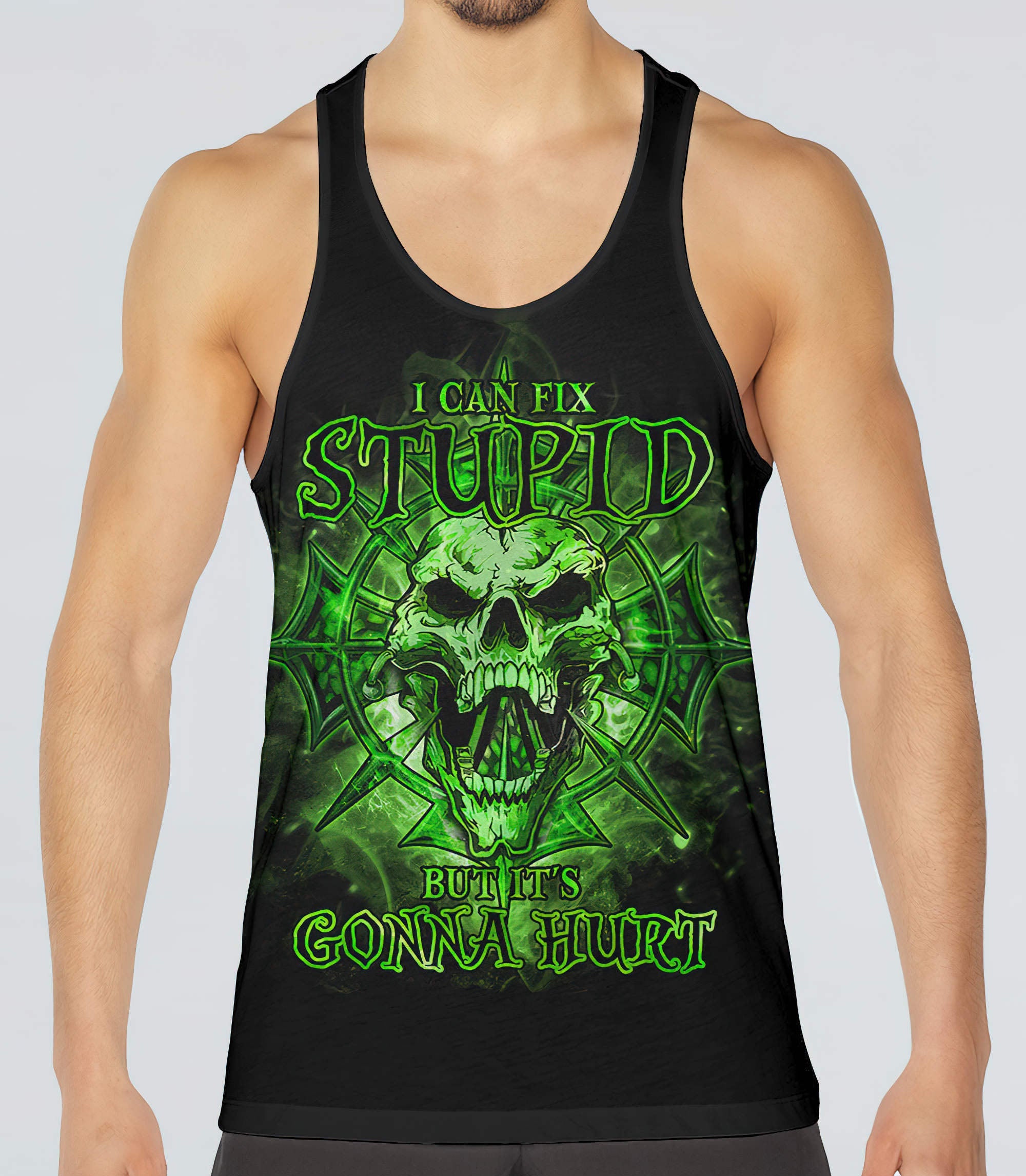 i-can-fix-stupid-tribal-skull-all-over-print-tank-top