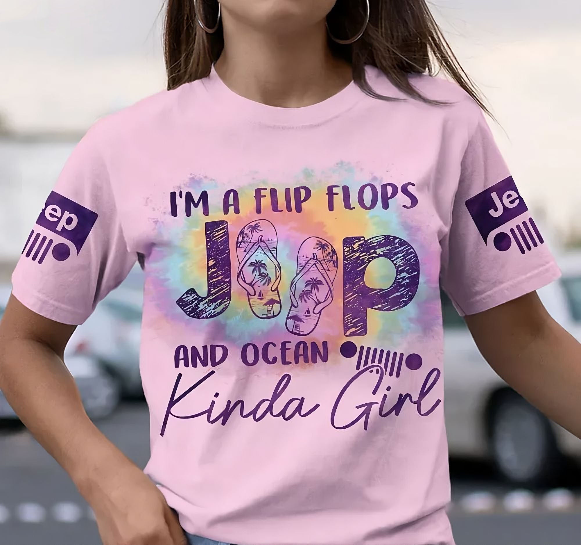 im-a-flip-flops-jeep-and-ocean-kinda-girl-pastel-all-over-print-t-shirt