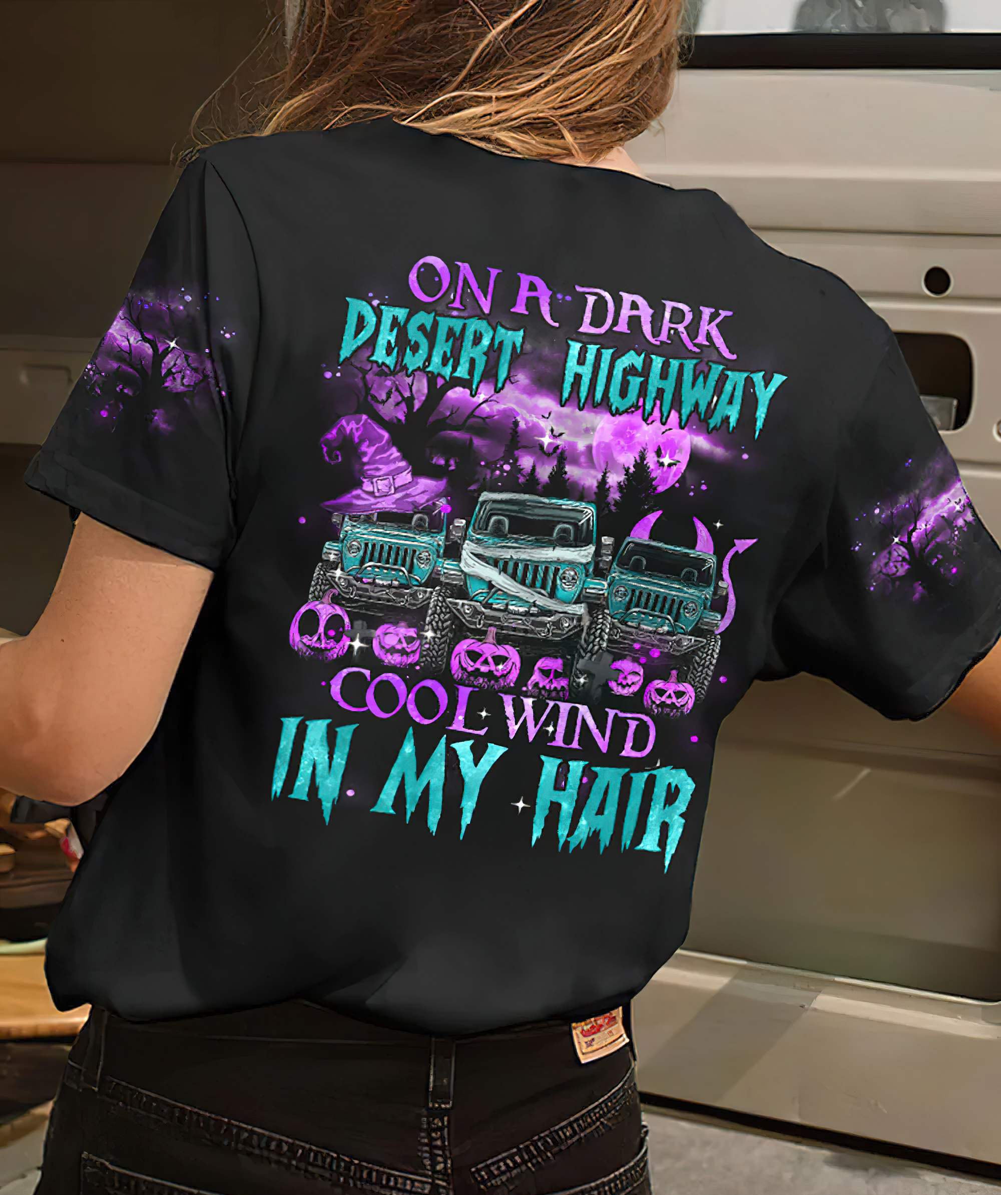 on-a-dark-desert-highway-3-jeeps-t-shirt