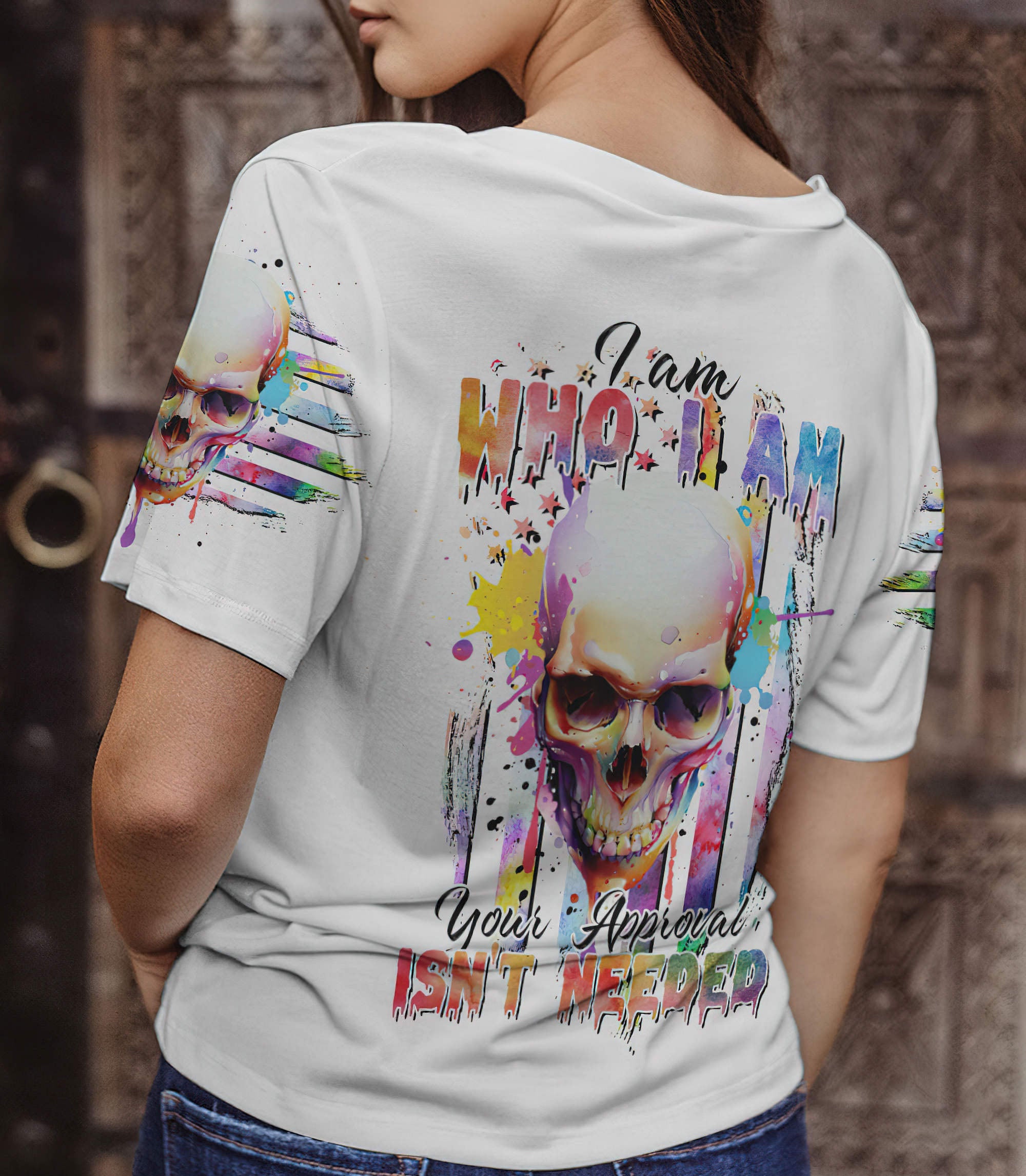 i-am-who-i-am-watercolor-skull-all-over-print-women-v-neck-t-shirt