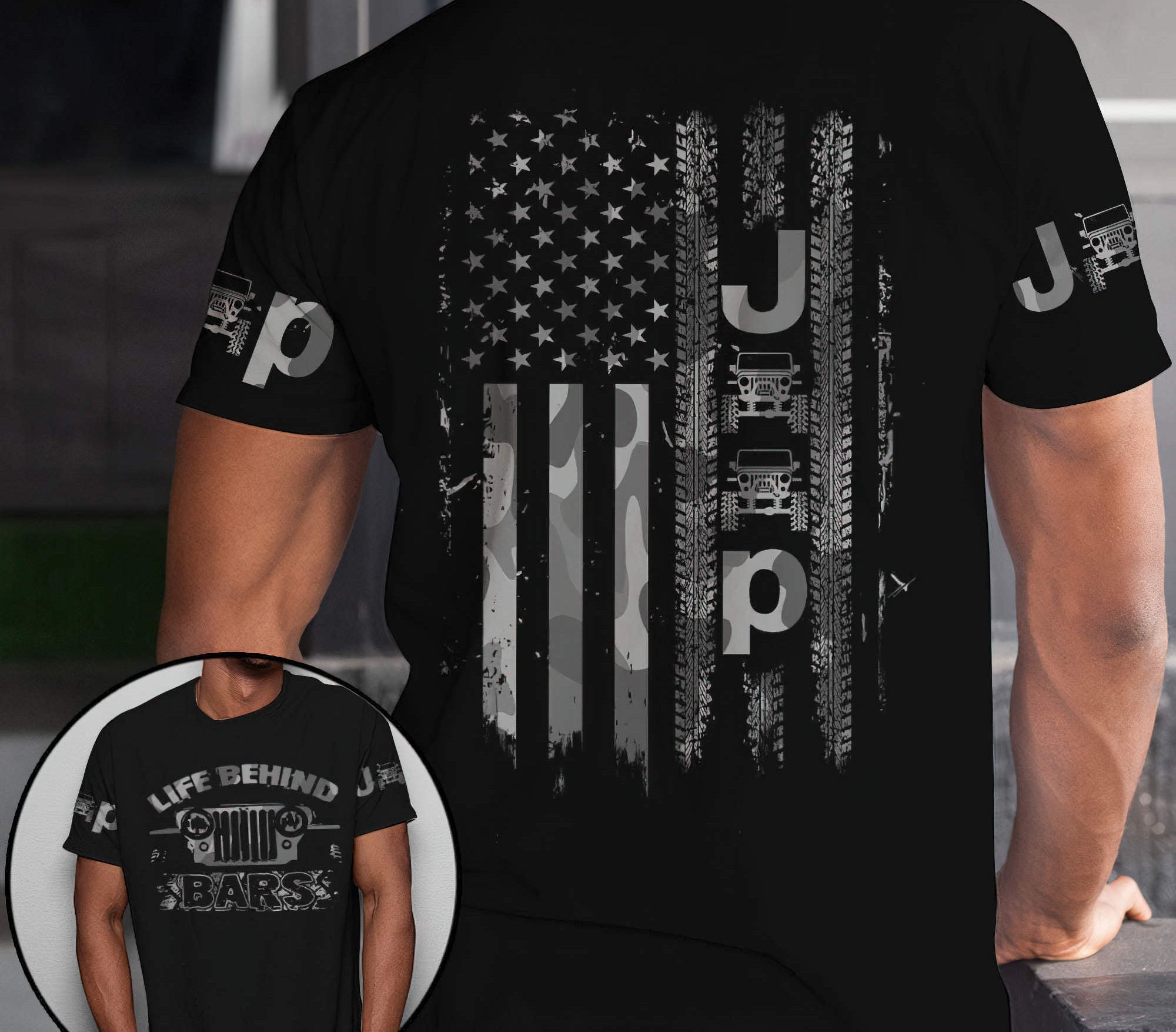 jeep-life-behind-bars-bw-t-shirt