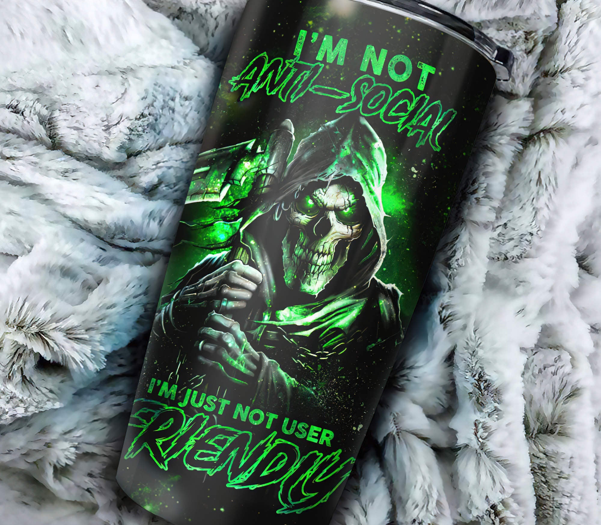 Personalized I'm Not Anti-social Skull Tumbler Tumbler