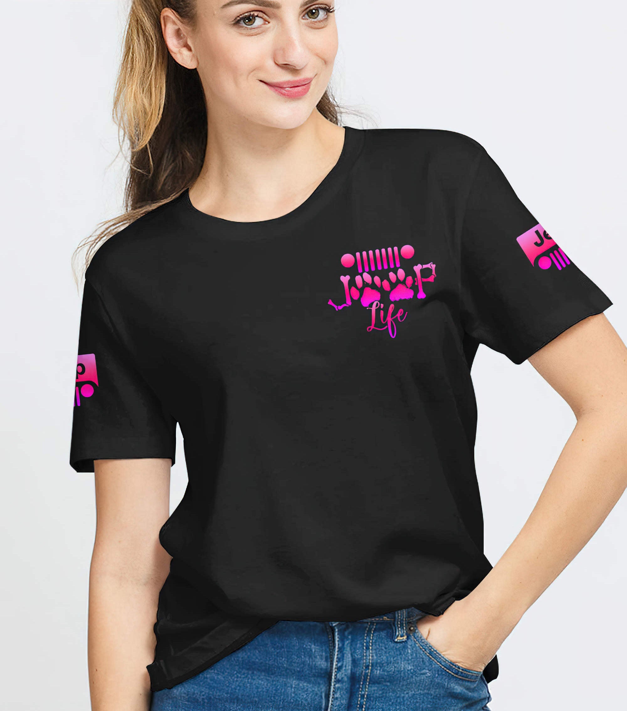 jeep-and-dogs-make-me-happy-pink-flag-t-shirt