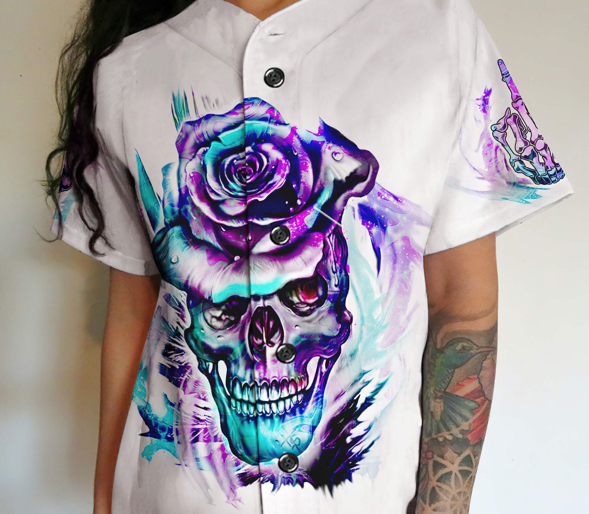 Yes I'm A B Skull Rose Baseball Jersey Baseball Jersey