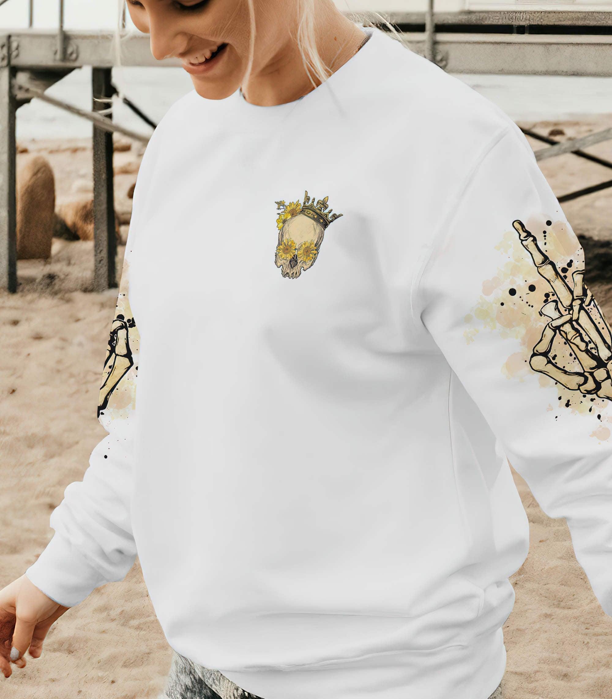 im-fking-queen-vintage-skull-all-over-print-sweatshirt