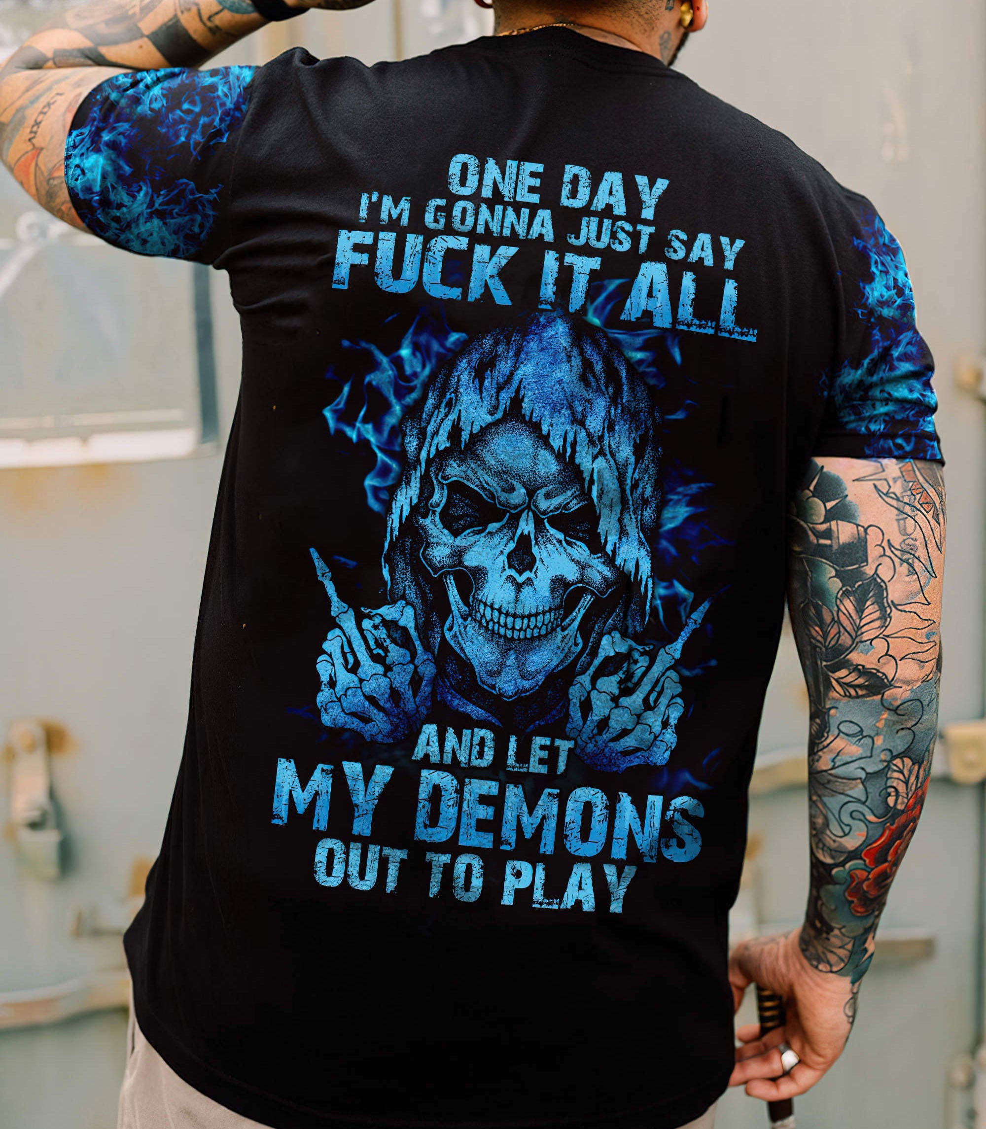 My Demons Out To Play Skull All Over Print 1 T Shirt