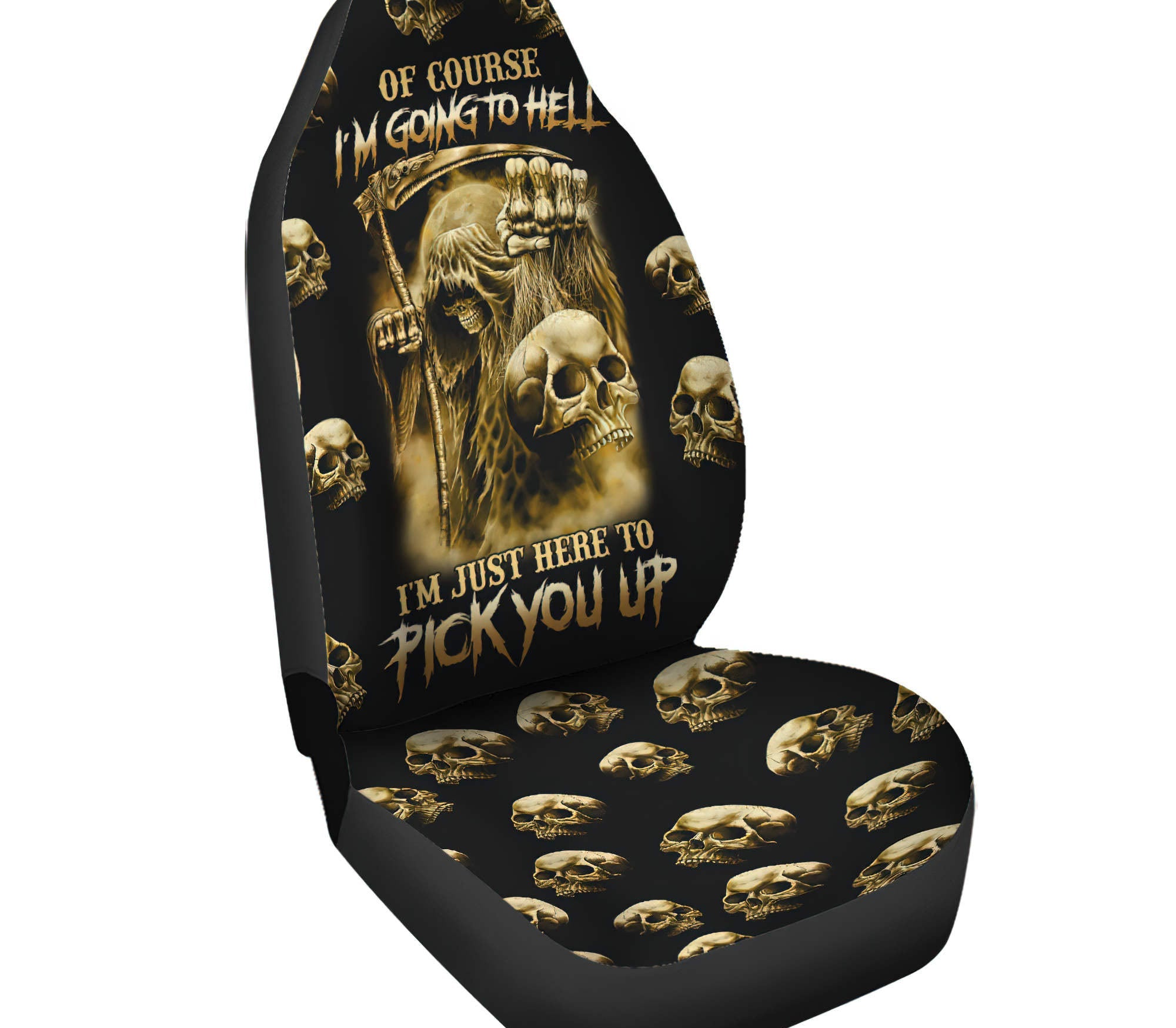 I'm Just Here To Pick You Up Skull Automotive Car Seat Cover