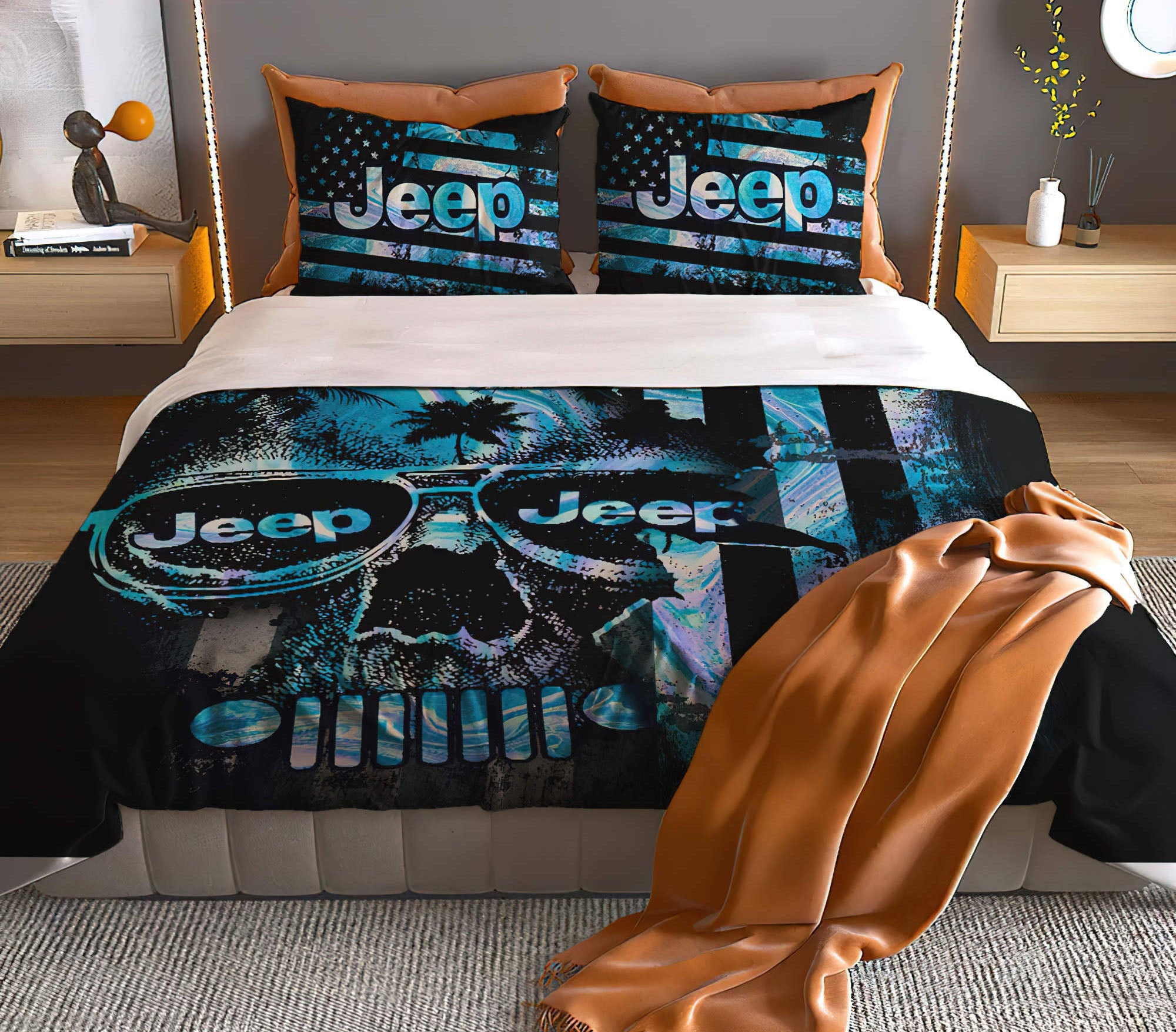 jeep-skull-hologram-flag-bedding-set