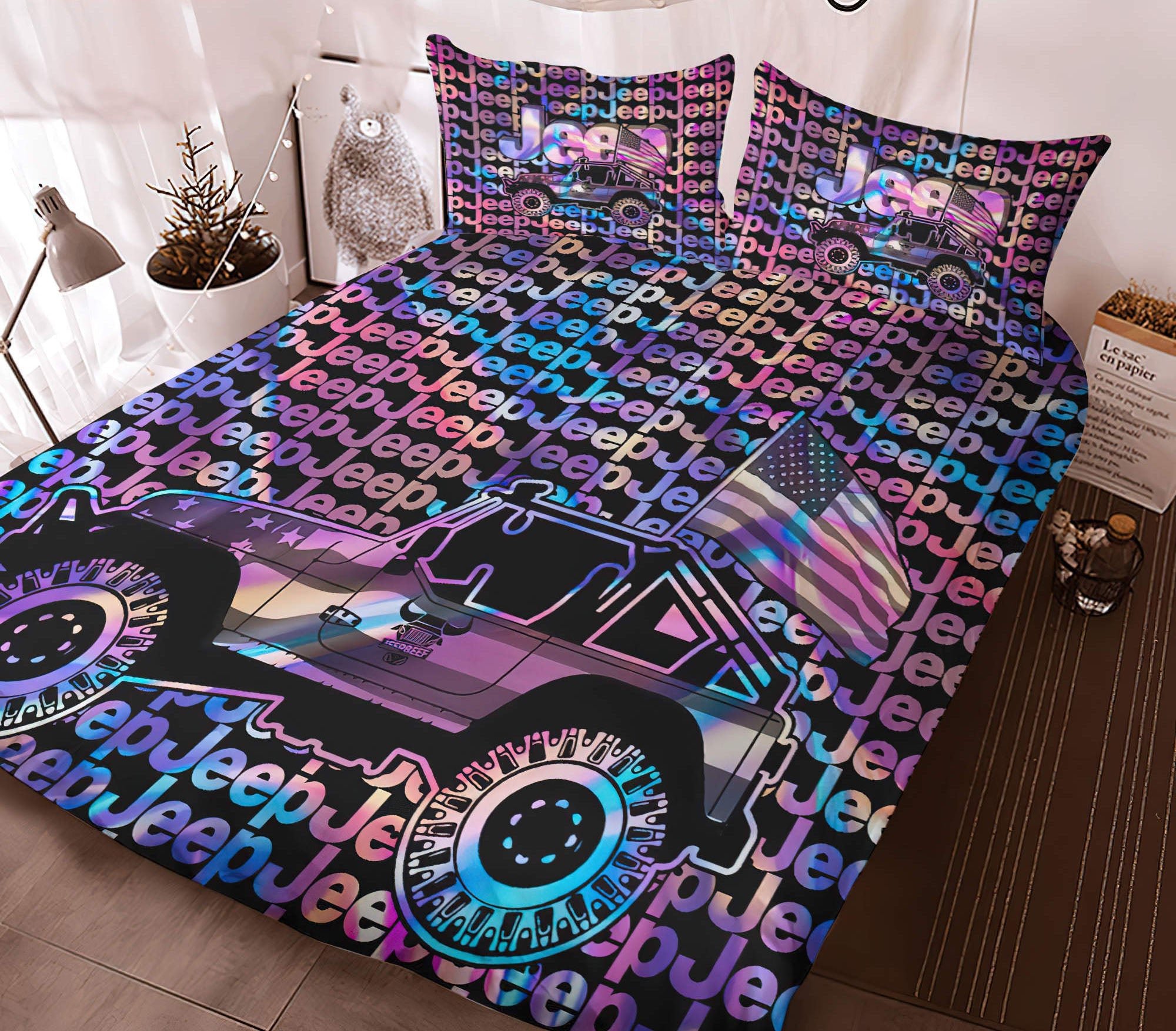 jeep-text-hologram-bedding-set