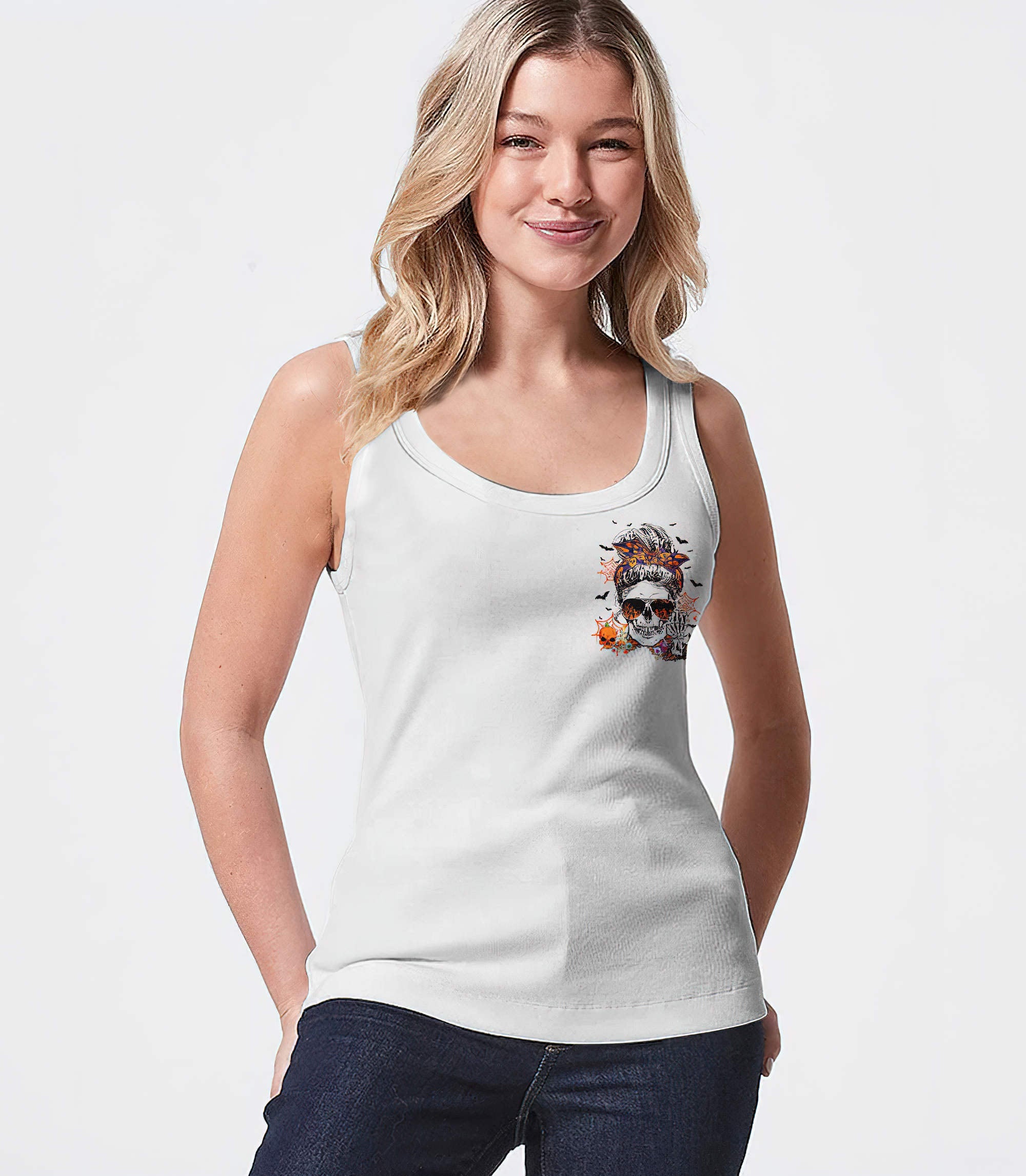 zero-fks-given-skull-halloween-2d-tank-top