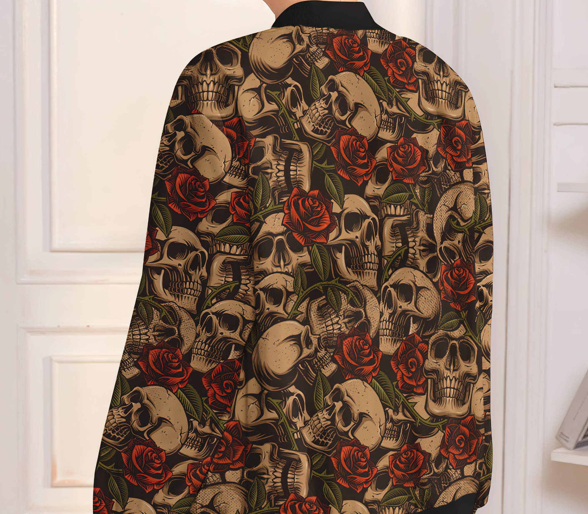 Skull Rose Vintage Bomber Jacket